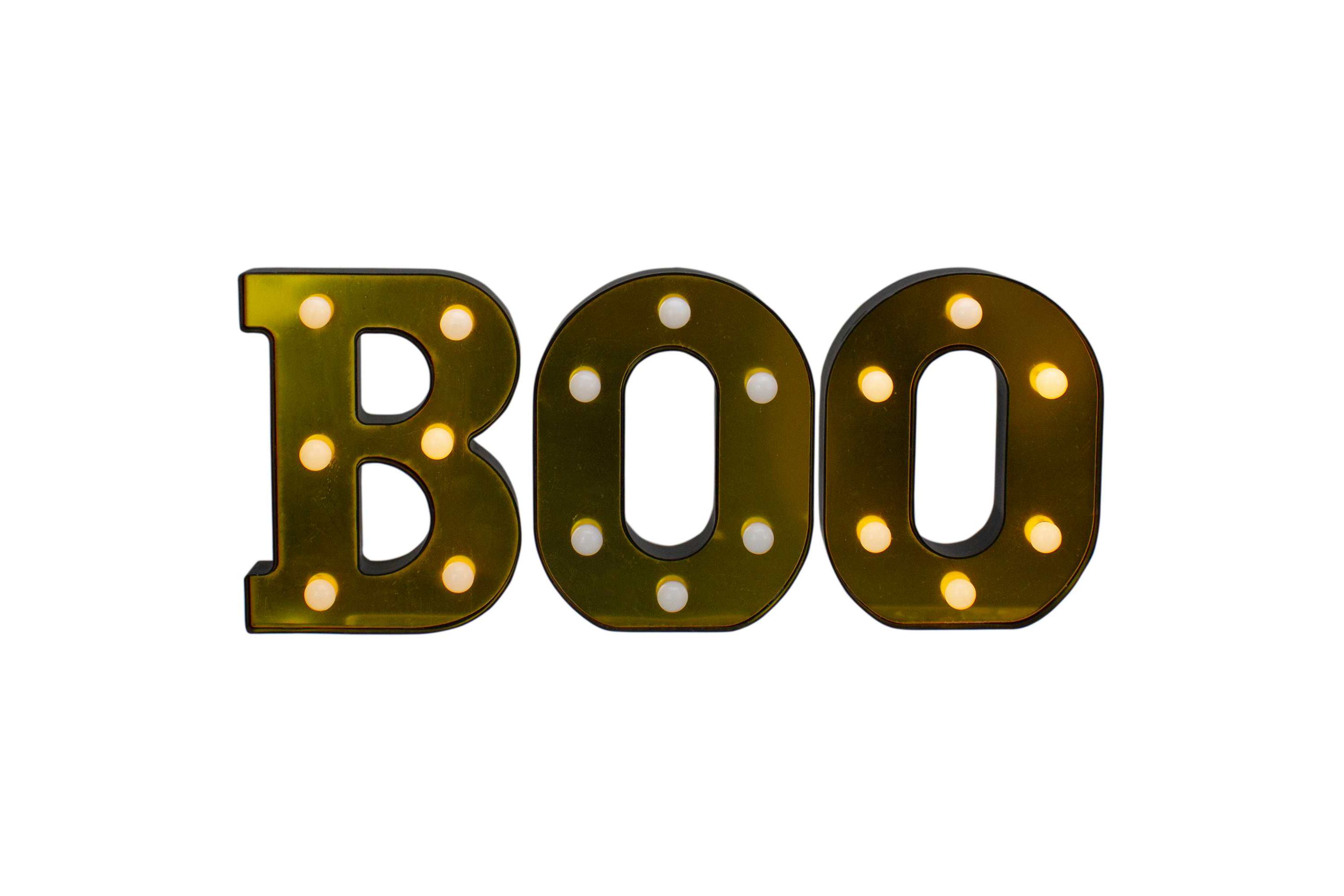 LED Lighted "BOO" Halloween Marquee Sign - 6.5" - Warm White