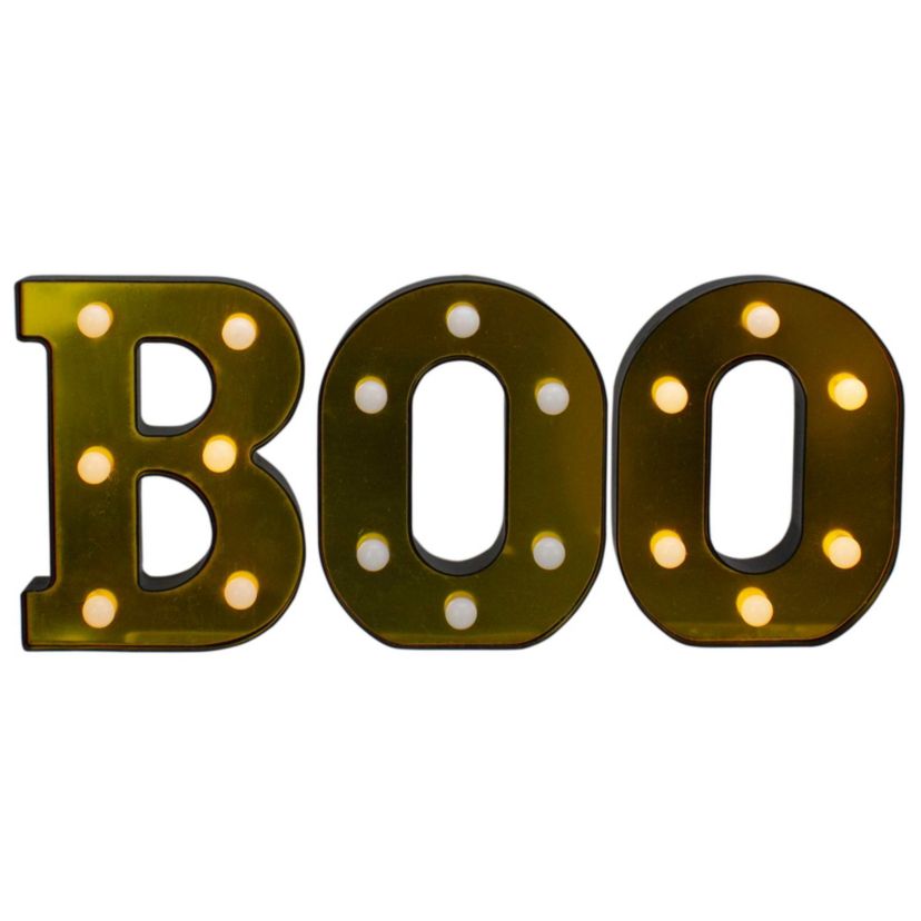LED Lighted "BOO" Halloween Marquee Sign - 6.5" - Warm White