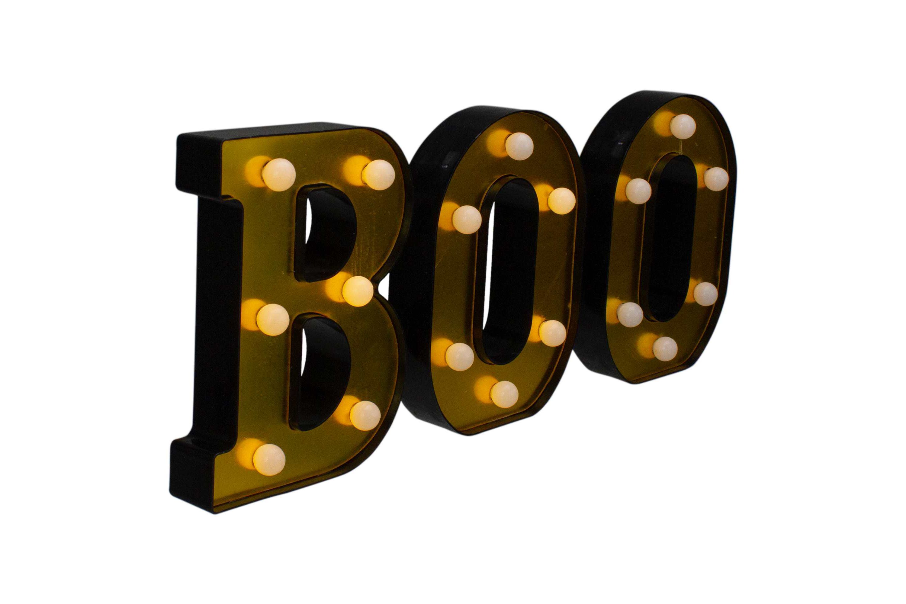 LED Lighted "BOO" Halloween Marquee Sign - 6.5" - Warm White