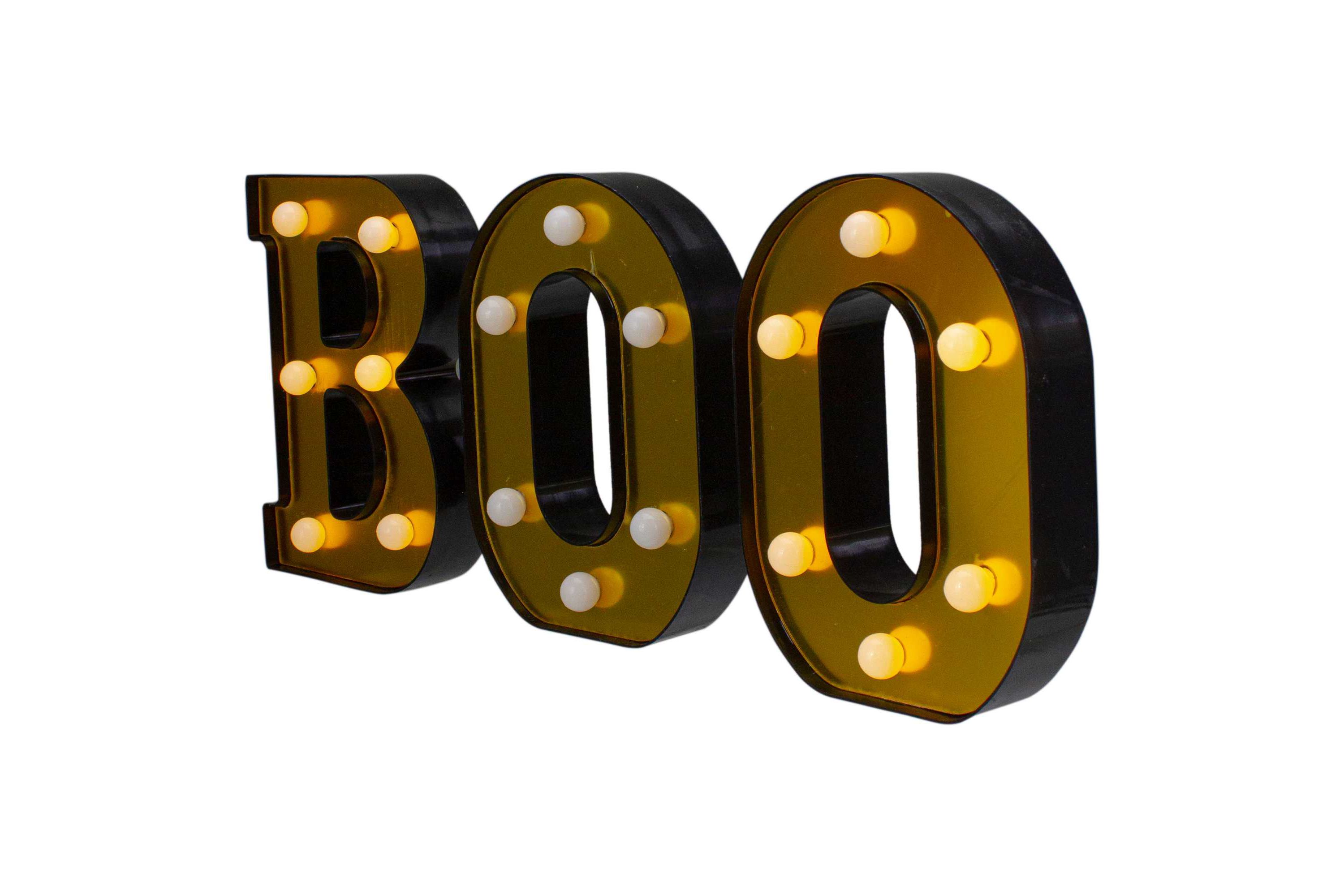 LED Lighted "BOO" Halloween Marquee Sign - 6.5" - Warm White