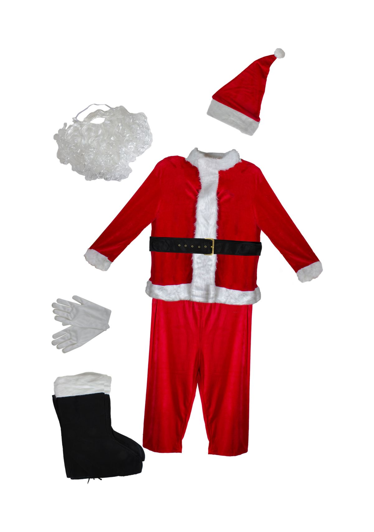 White and Red Santa Claus Mens Christmas Costume Set - Standard Size