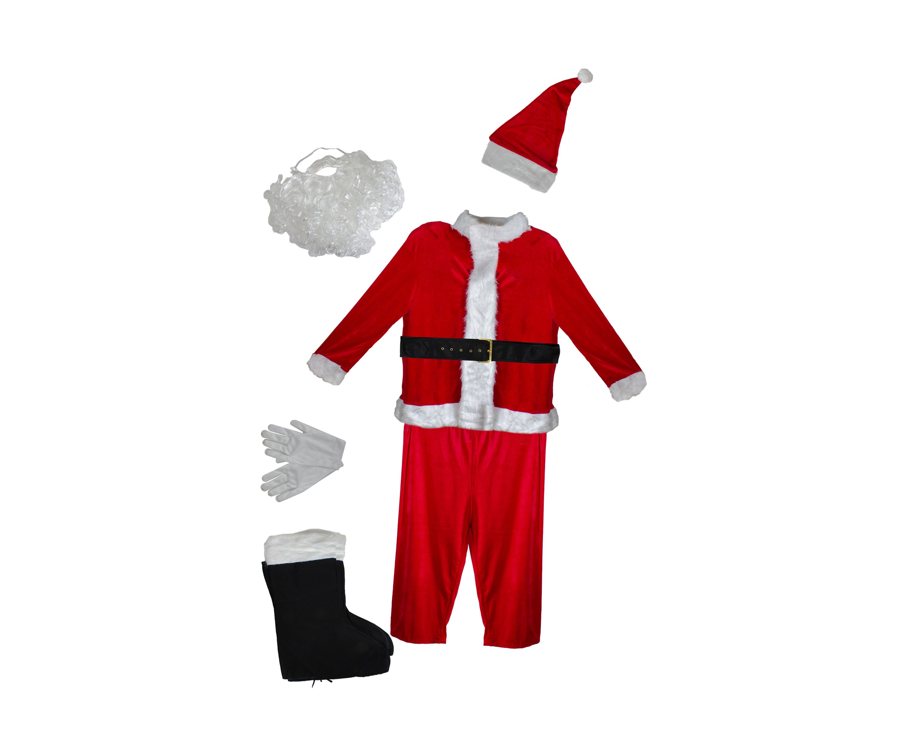 White and Red Santa Claus Mens Christmas Costume Set - Standard Size