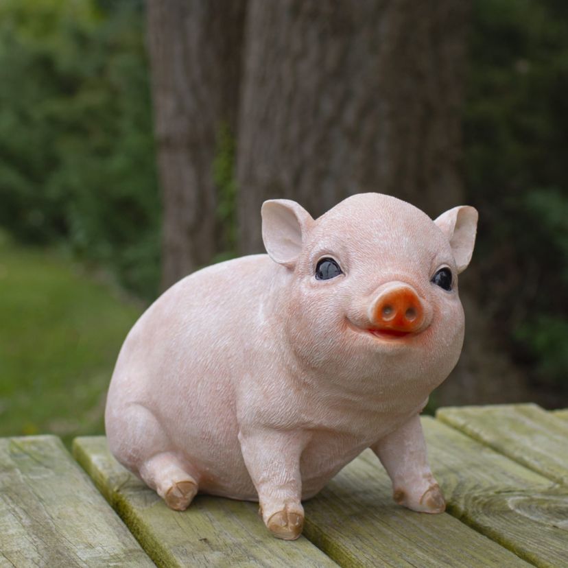 12" Realistic Pink Piglet Outdoor Garden Statue
