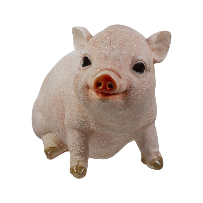 12" Realistic Pink Piglet Outdoor Garden Statue
