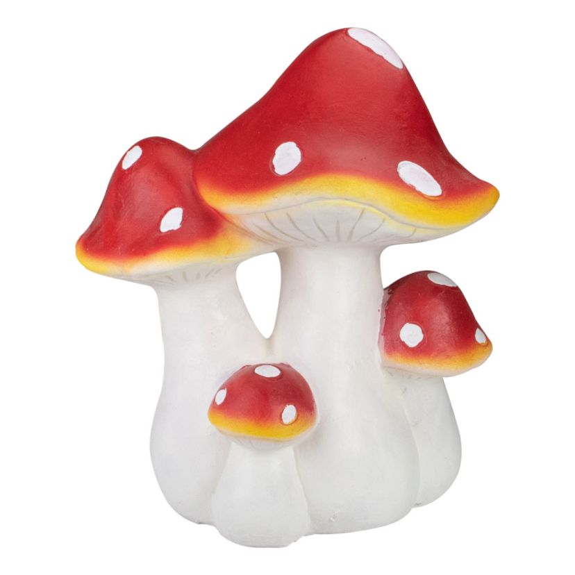 16.75" White and Red Hand Painted Mushrooms Outdoor Garden Decor