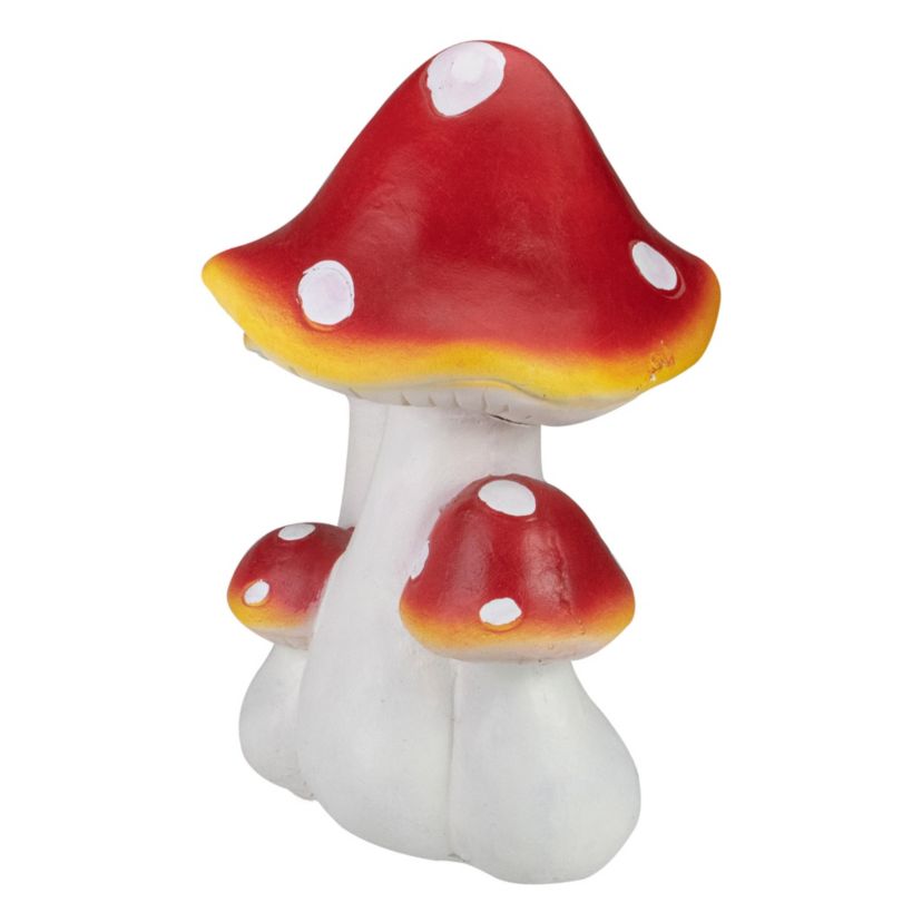 16.75" White and Red Hand Painted Mushrooms Outdoor Garden Decor
