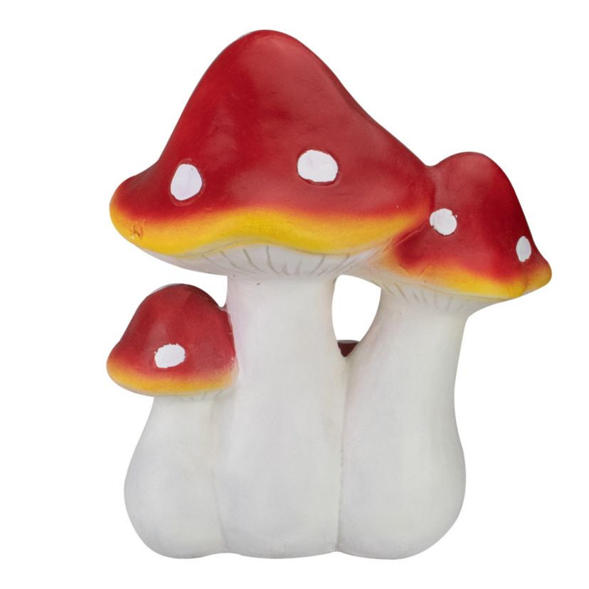 16.75" White and Red Hand Painted Mushrooms Outdoor Garden Decor