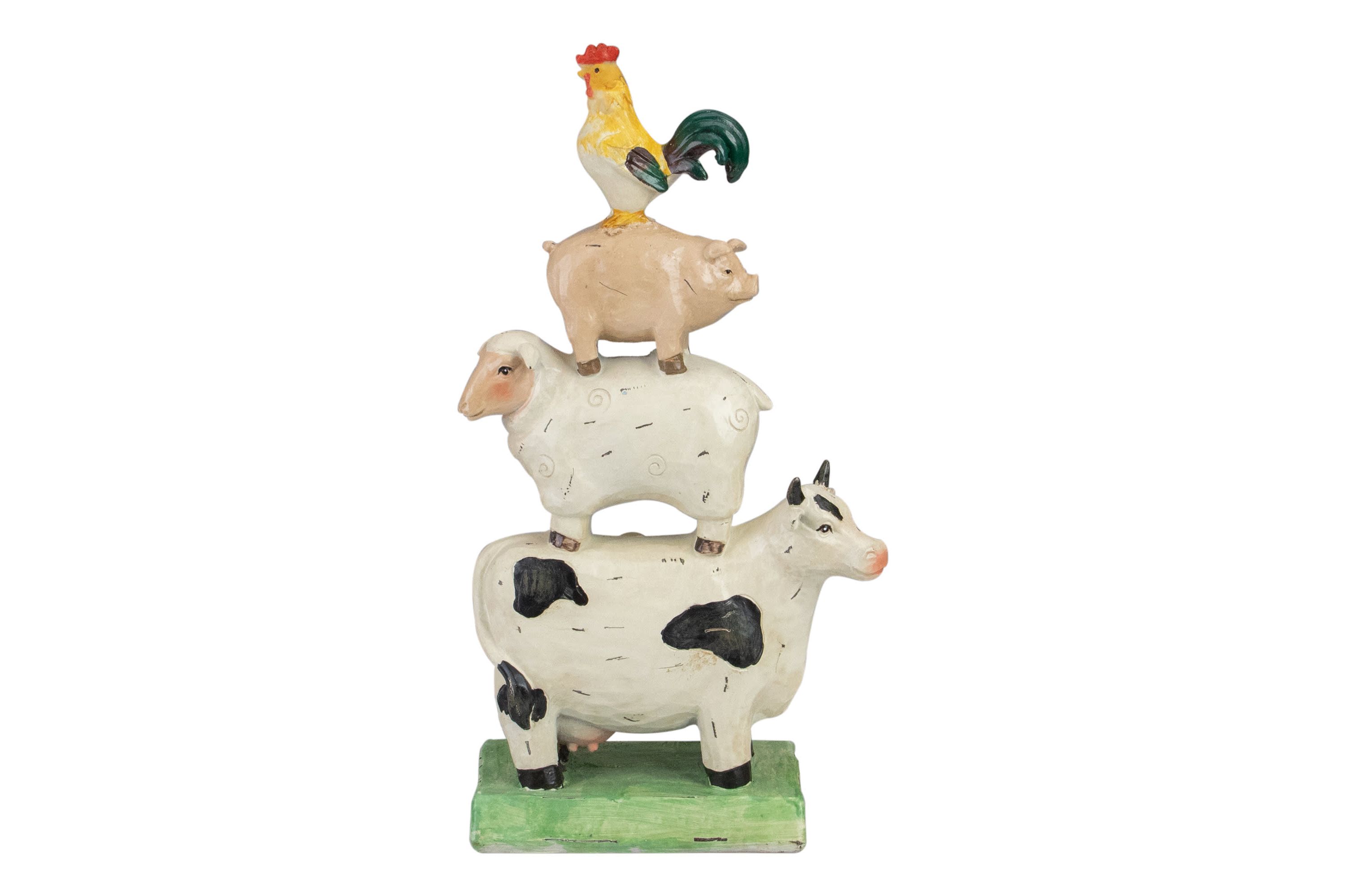 11.5" Stacked Polyresin Farm Animals Outdoor Garden Statue