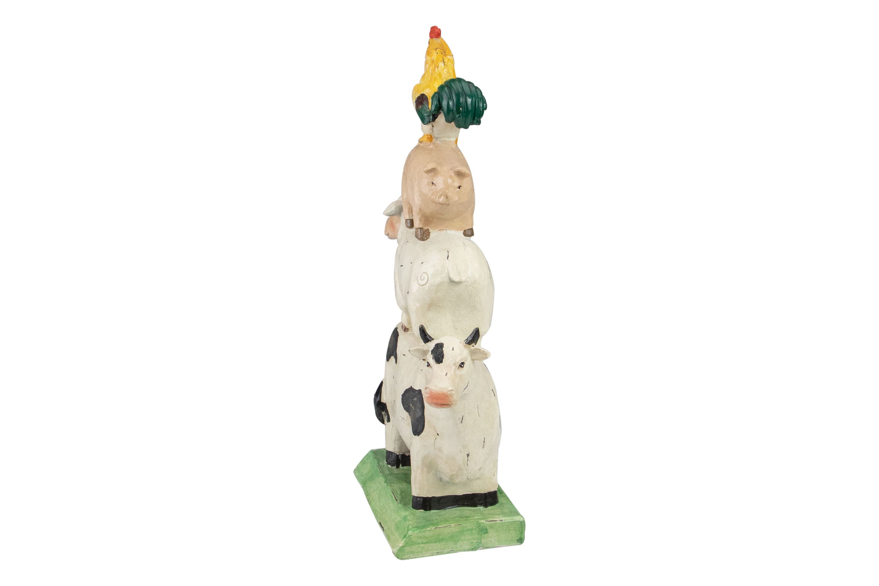 11.5" Stacked Polyresin Farm Animals Outdoor Garden Statue