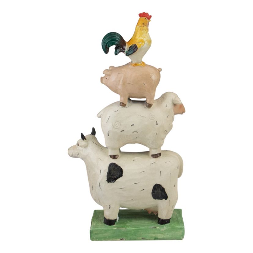 11.5" Stacked Polyresin Farm Animals Outdoor Garden Statue
