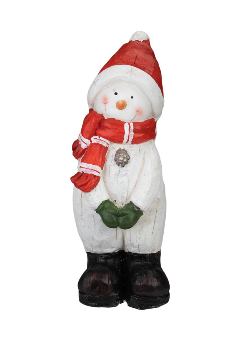 17Inch White and Red Snowman Christmas Tabletop Decoration