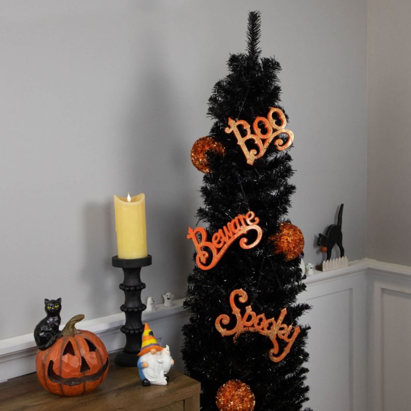 Set of 3 Boo Spooky and Beware Hanging Halloween Signs 5.75"