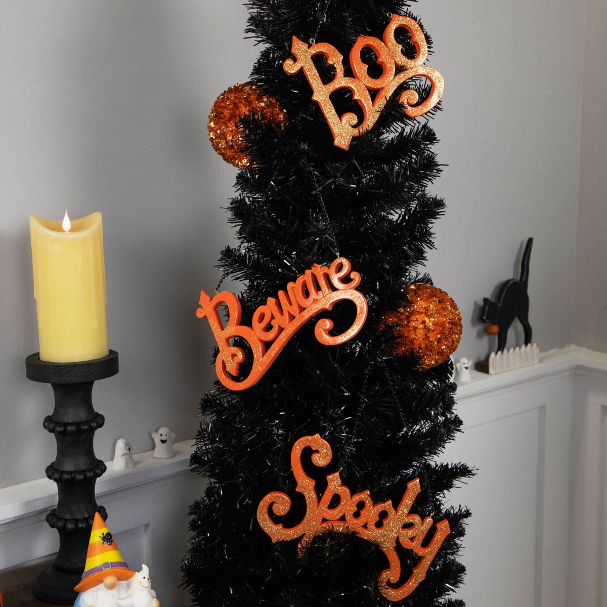 Set of 3 Boo Spooky and Beware Hanging Halloween Signs 5.75"