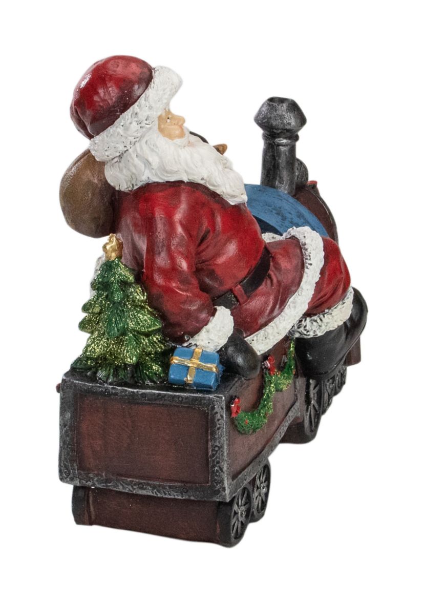 14Inch Red and Blue Santa on a Train Christmas Tabletop Decoration