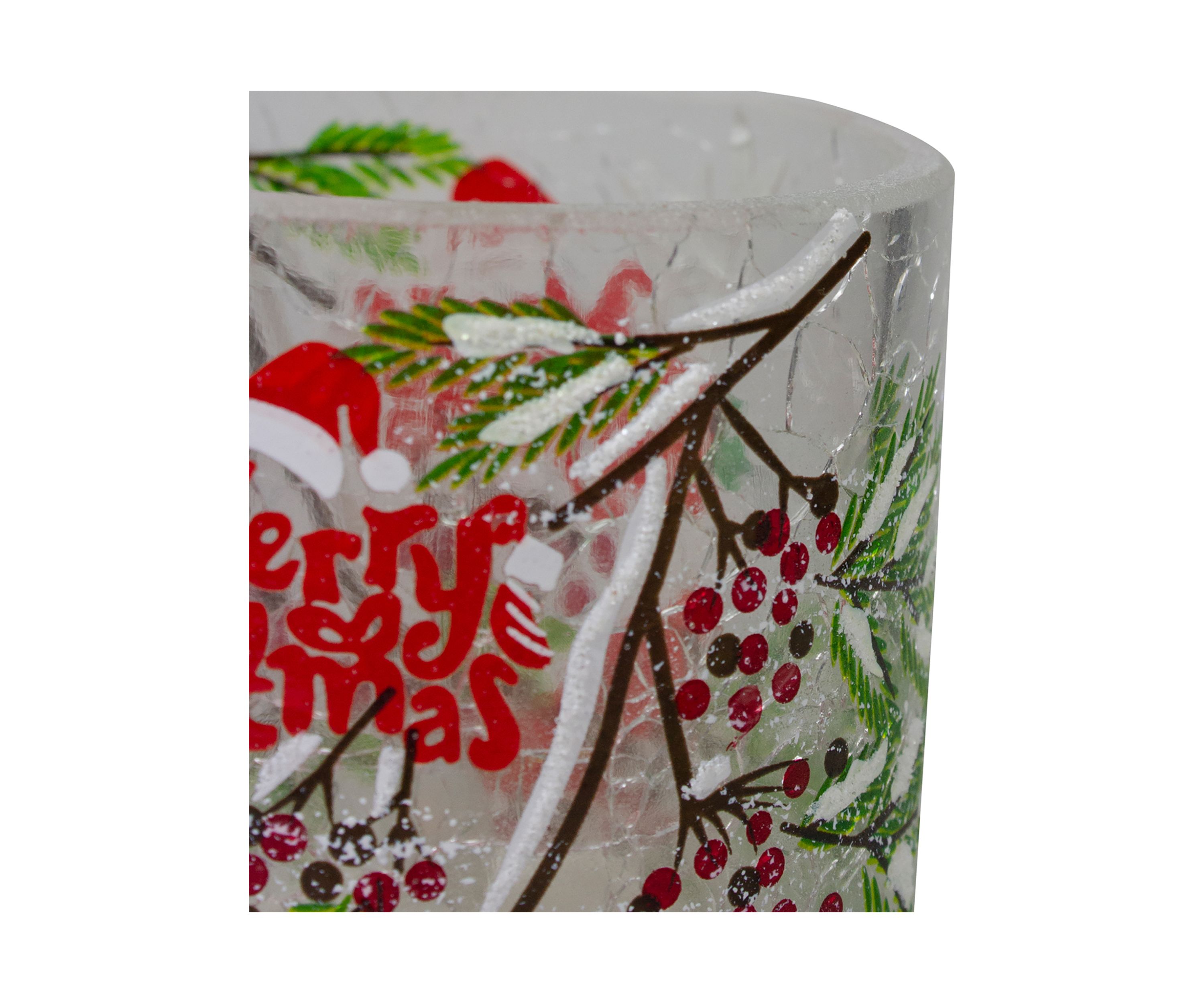 2.75-Inch Cardinal and Pine Hand Painted Flameless Christmas Candle Holder