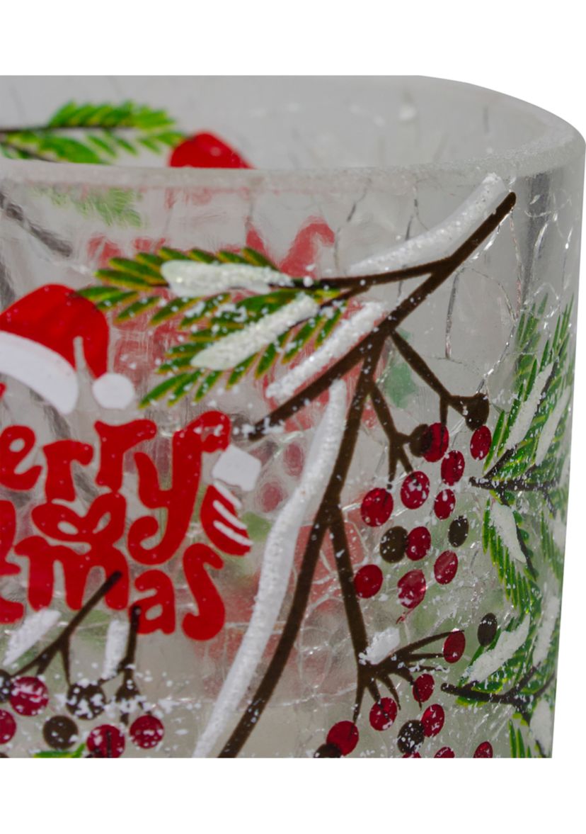 2.75-Inch Cardinal and Pine Hand Painted Flameless Christmas Candle Holder