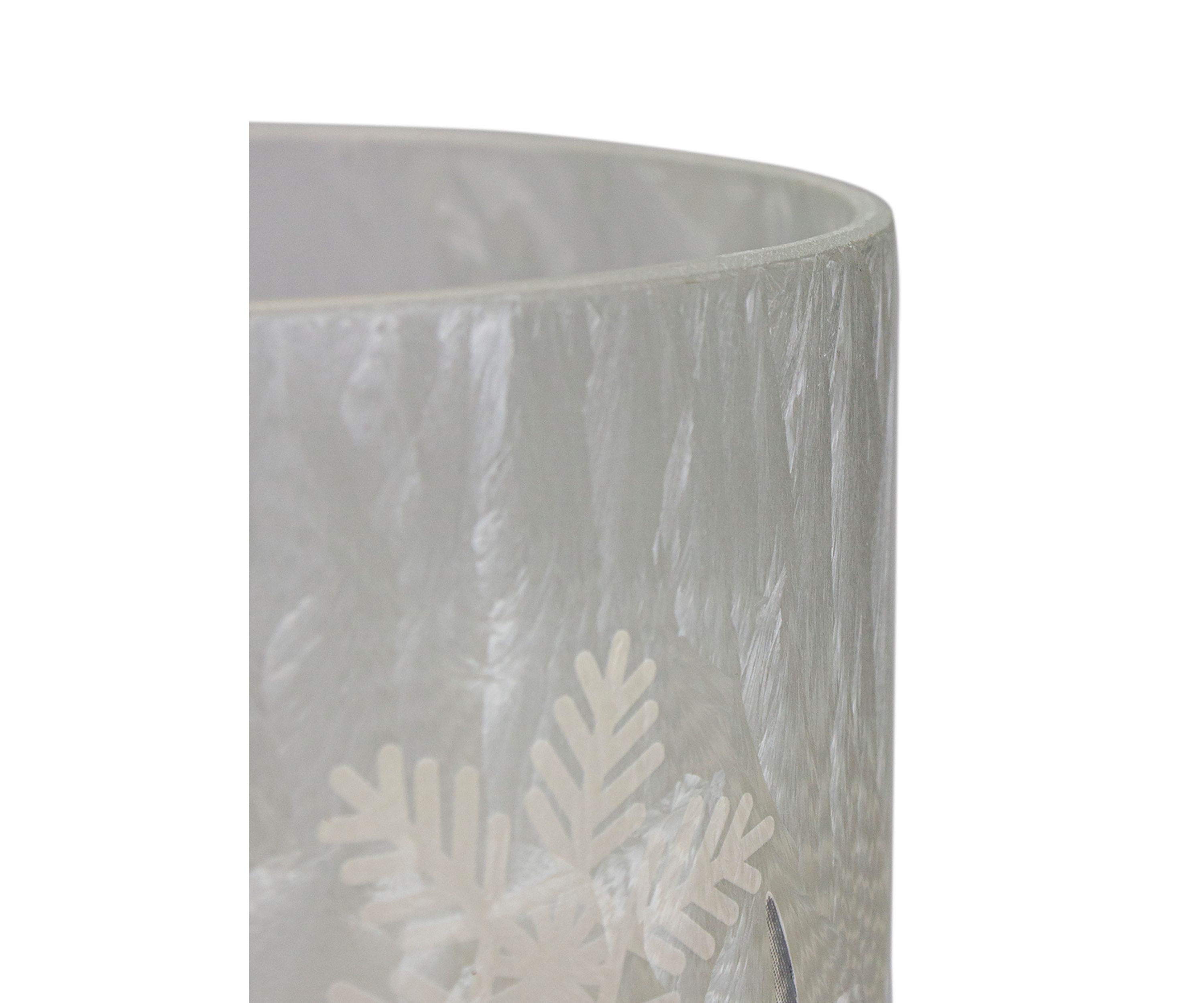 10Inch Deer  Pine and Snowflakes Hand Painted Flameless Glass Christmas Candle Holder