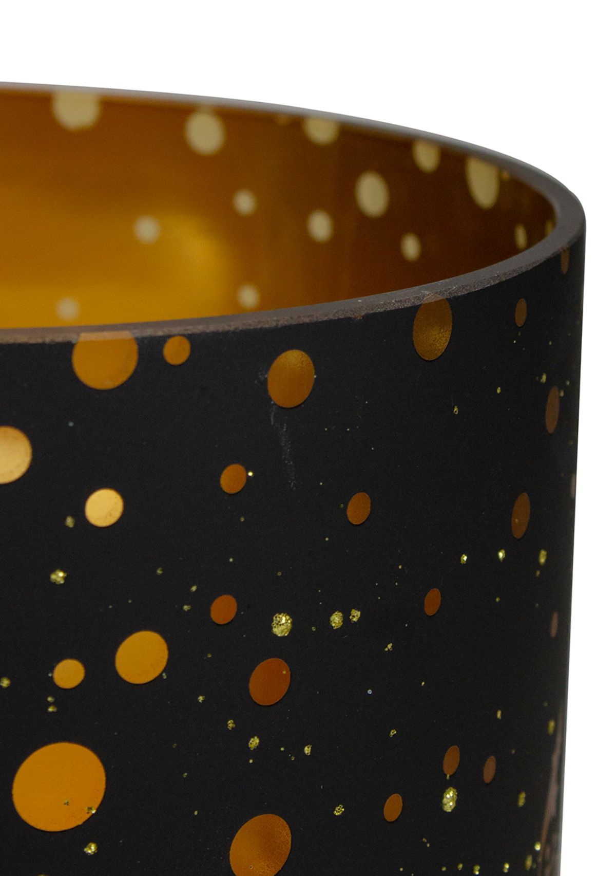 6Inch Black and Gold Deer and Pine Trees Flameless Glass Candle Holder