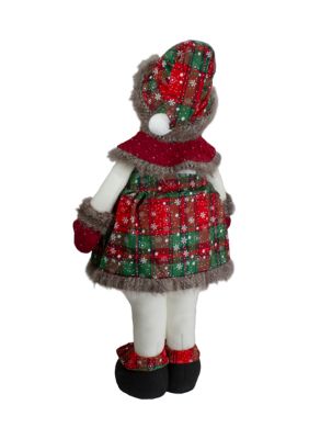 24Inch Red and Green Jolly Plush Girl Snowman Christmas Figure