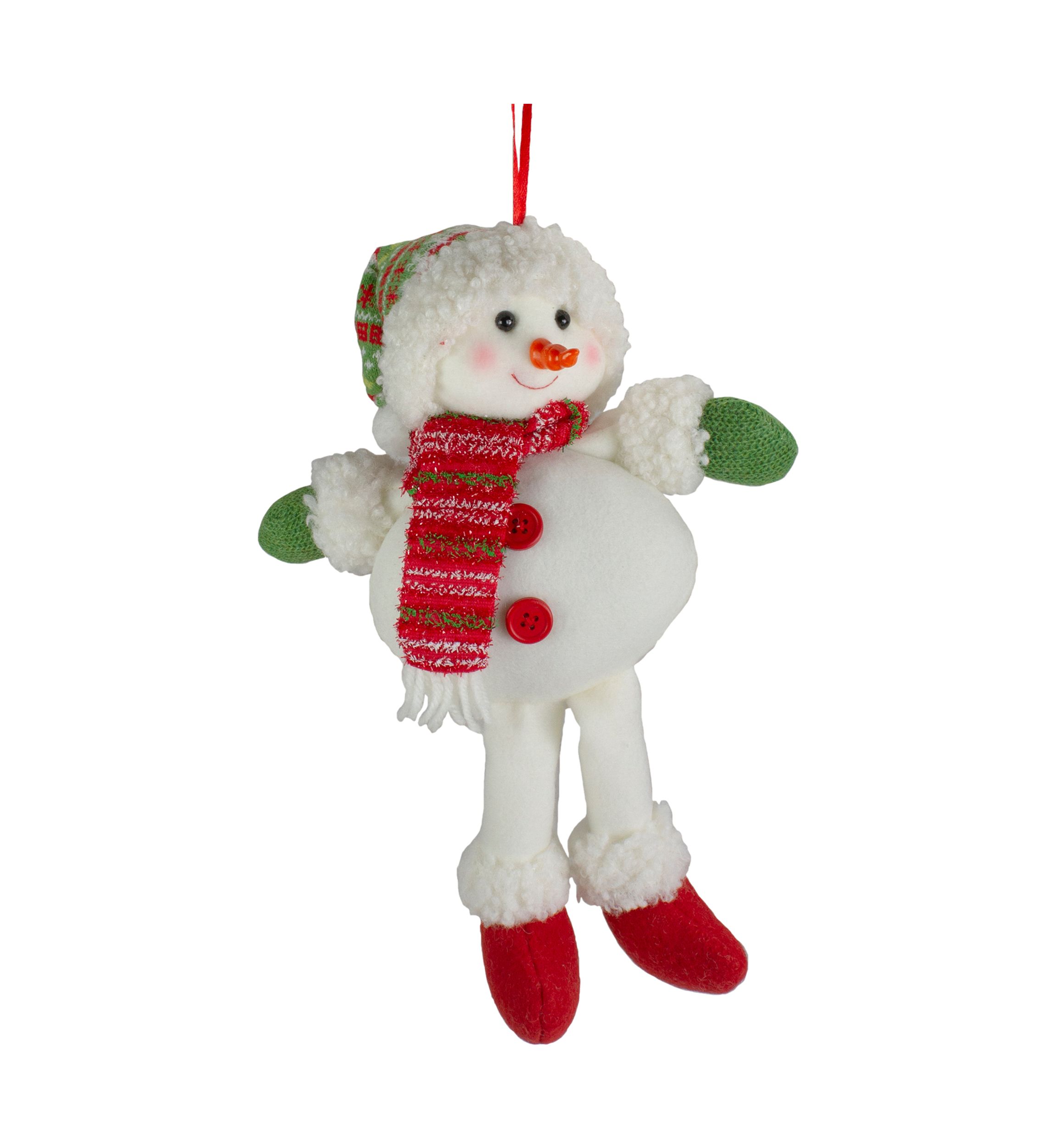 13Inch Jolly Smiling Plush Snowman Hanging Christmas Ornament