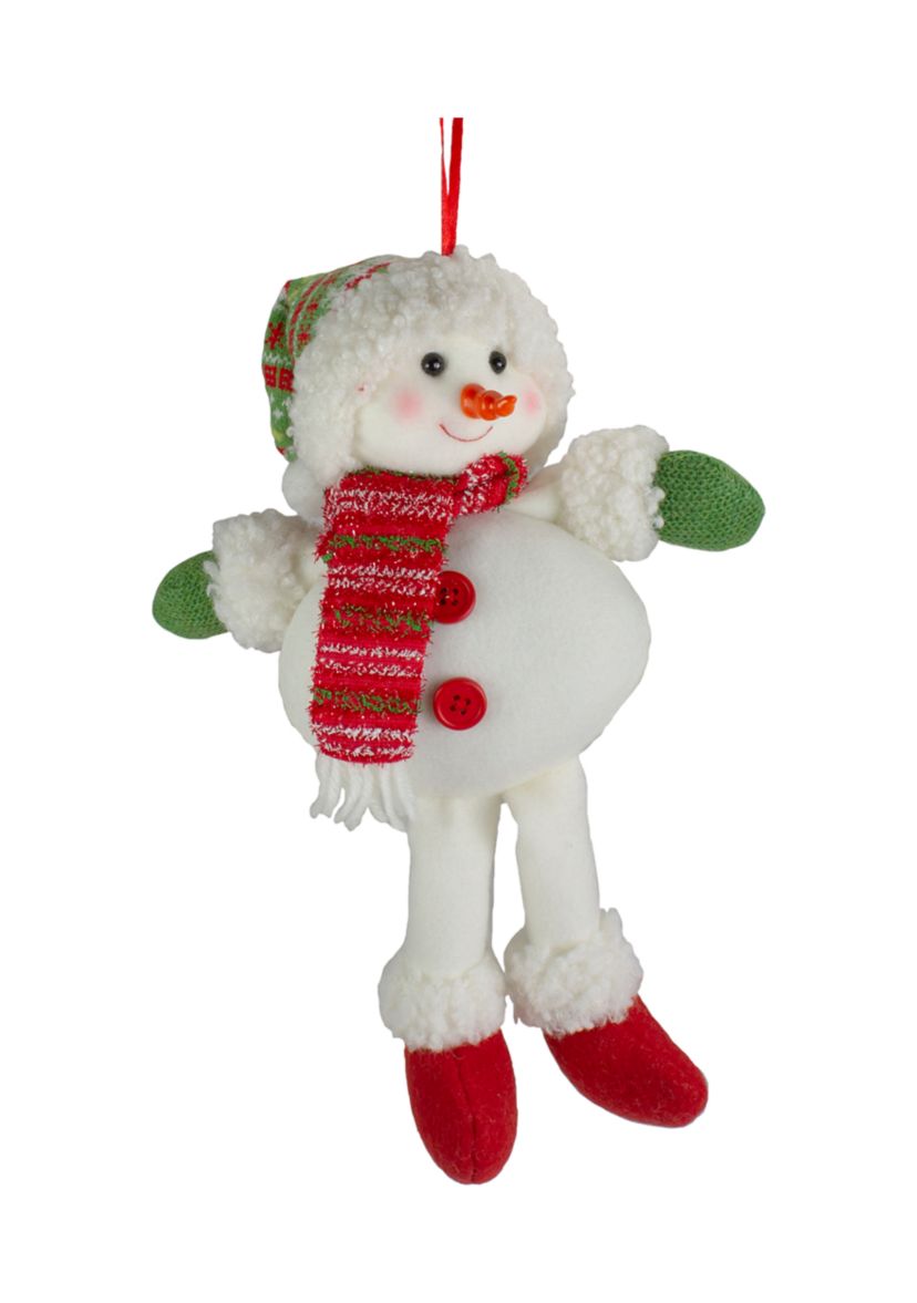 13Inch Jolly Smiling Plush Snowman Hanging Christmas Ornament