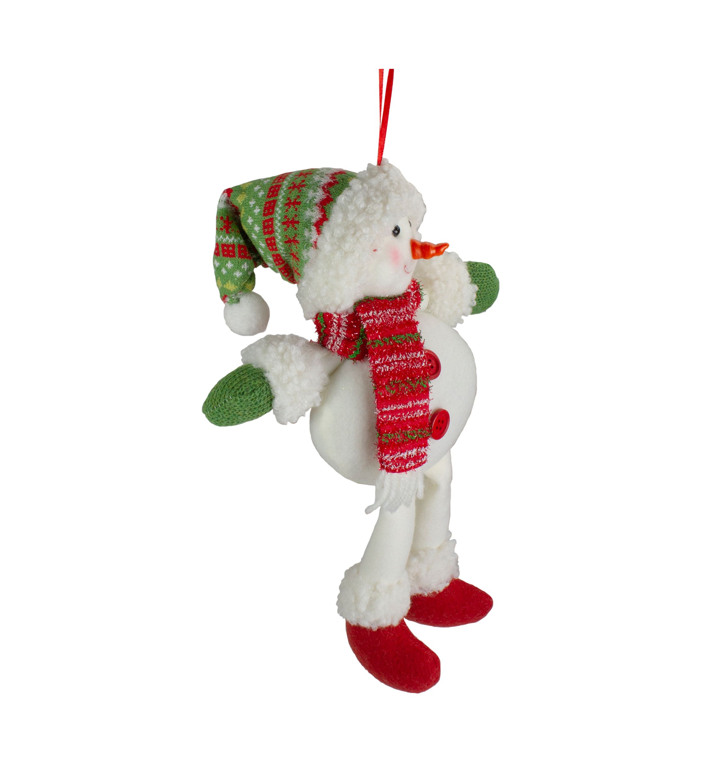 13Inch Jolly Smiling Plush Snowman Hanging Christmas Ornament