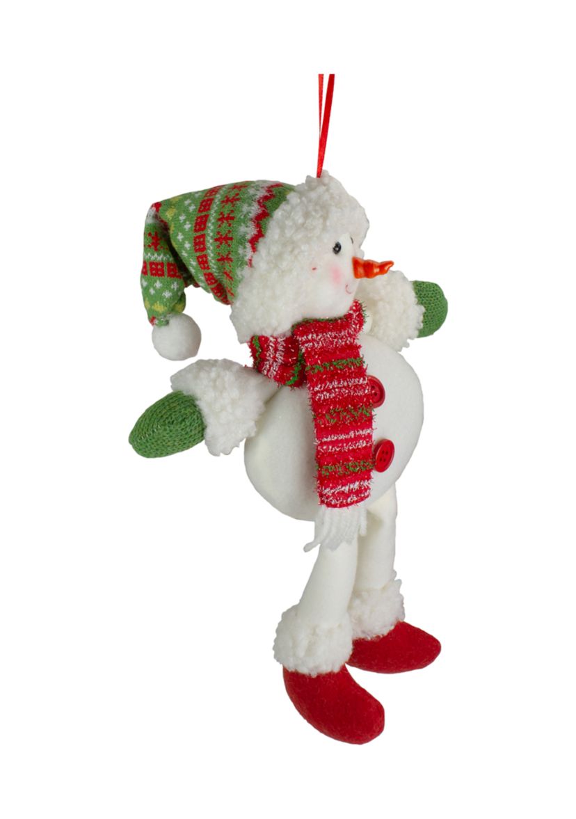 13Inch Jolly Smiling Plush Snowman Hanging Christmas Ornament