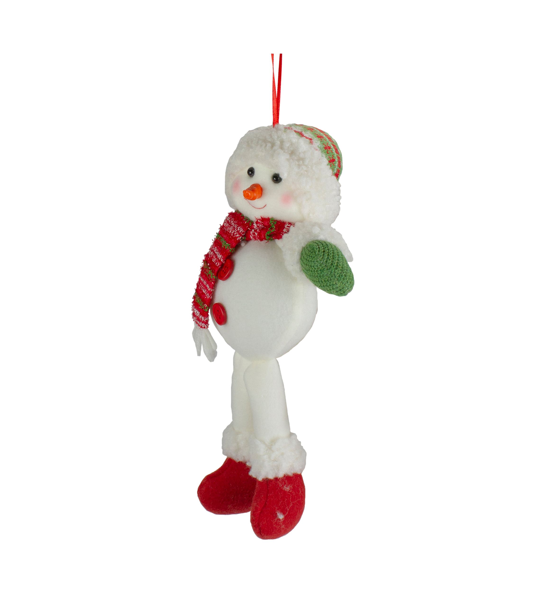 13Inch Jolly Smiling Plush Snowman Hanging Christmas Ornament