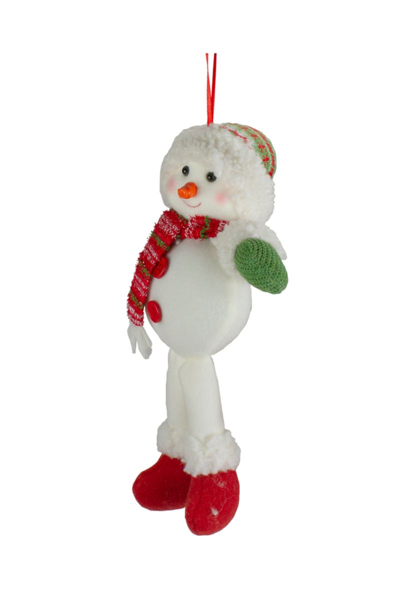 13Inch Jolly Smiling Plush Snowman Hanging Christmas Ornament