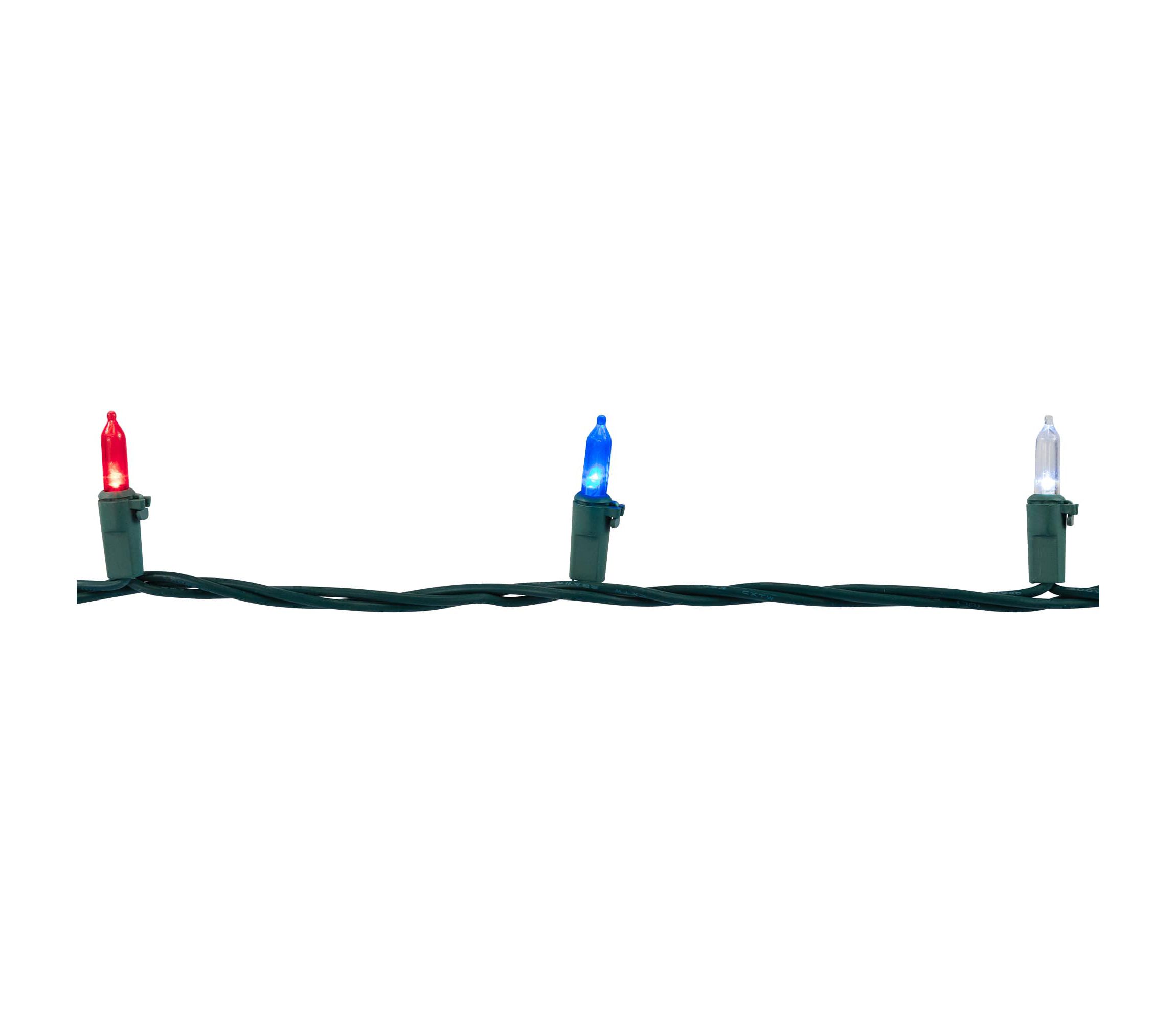 LED Mini Patriotic String Lights - Red  White and Blue - 32.75 - Green Wire - 100ct