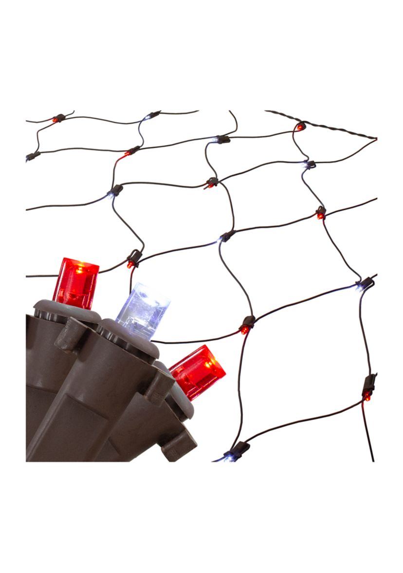 4 x 6 Red and White Micro LED Net Style Christmas Lights  Brown Wire