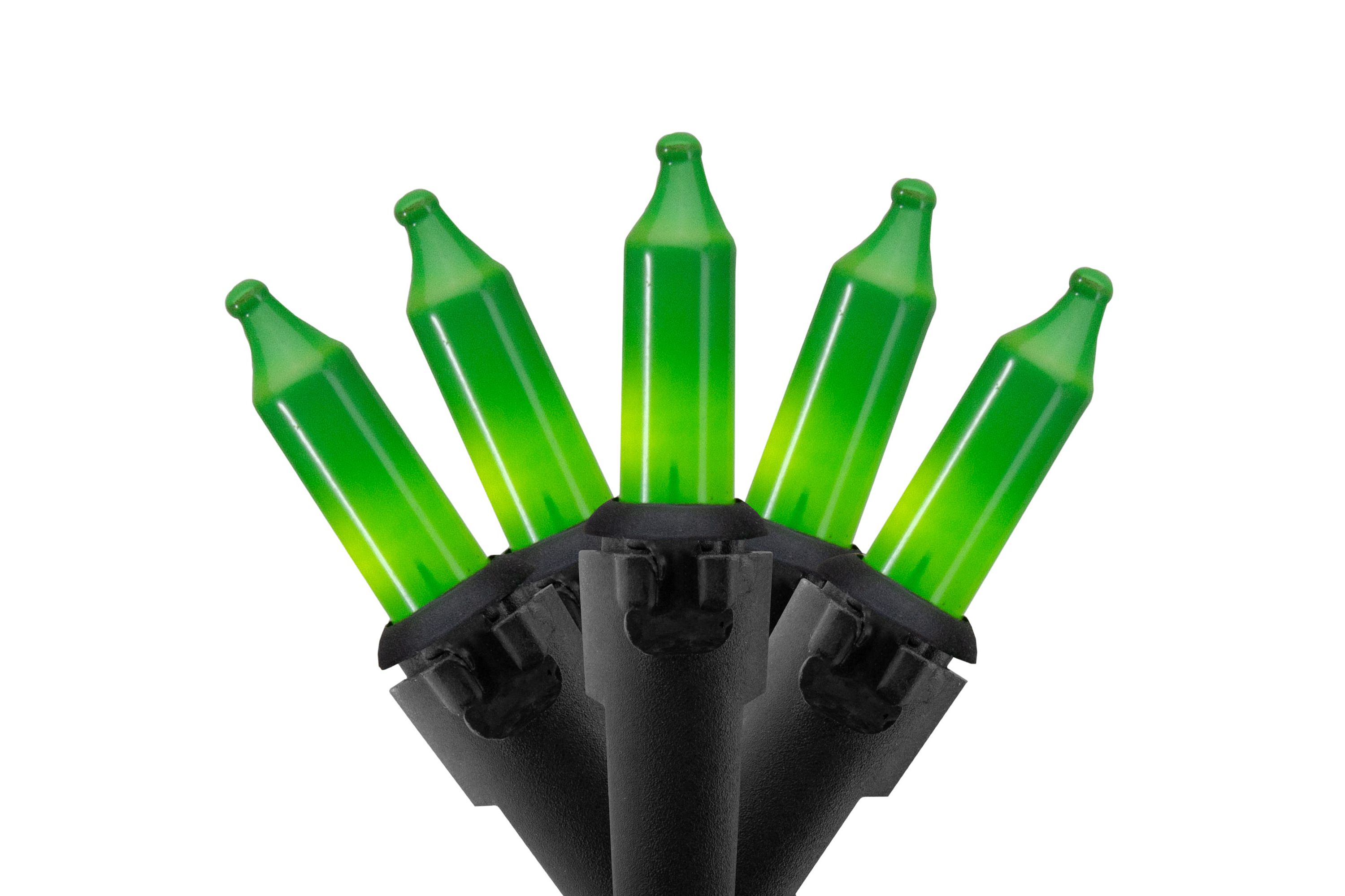 50-Count Opaque Green Mini Christmas Light Set- 24.5ft Black Wire