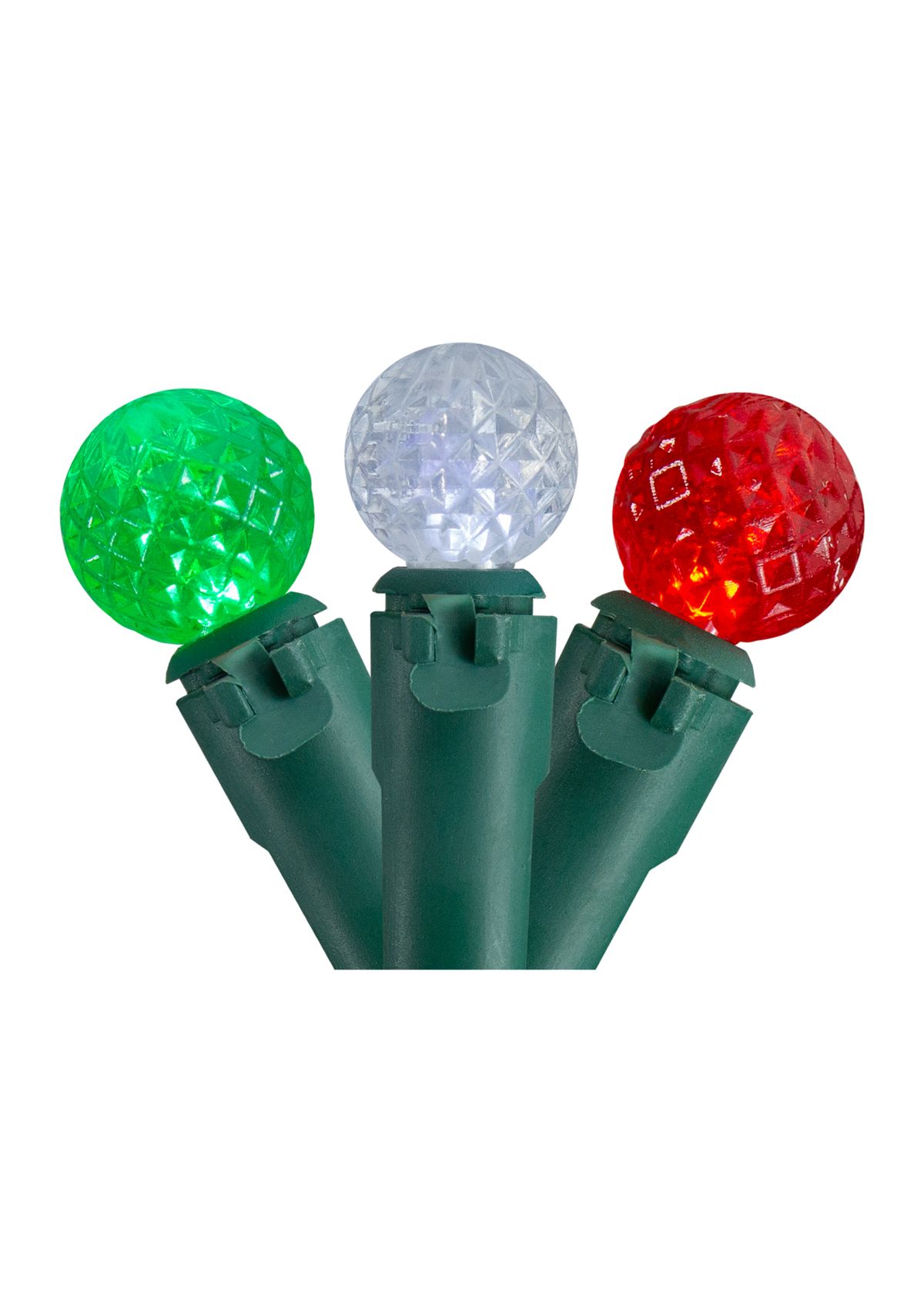 50 Count Red  Green and White LED G12 Berry Christmas Lights  15.9 ft Green Wire