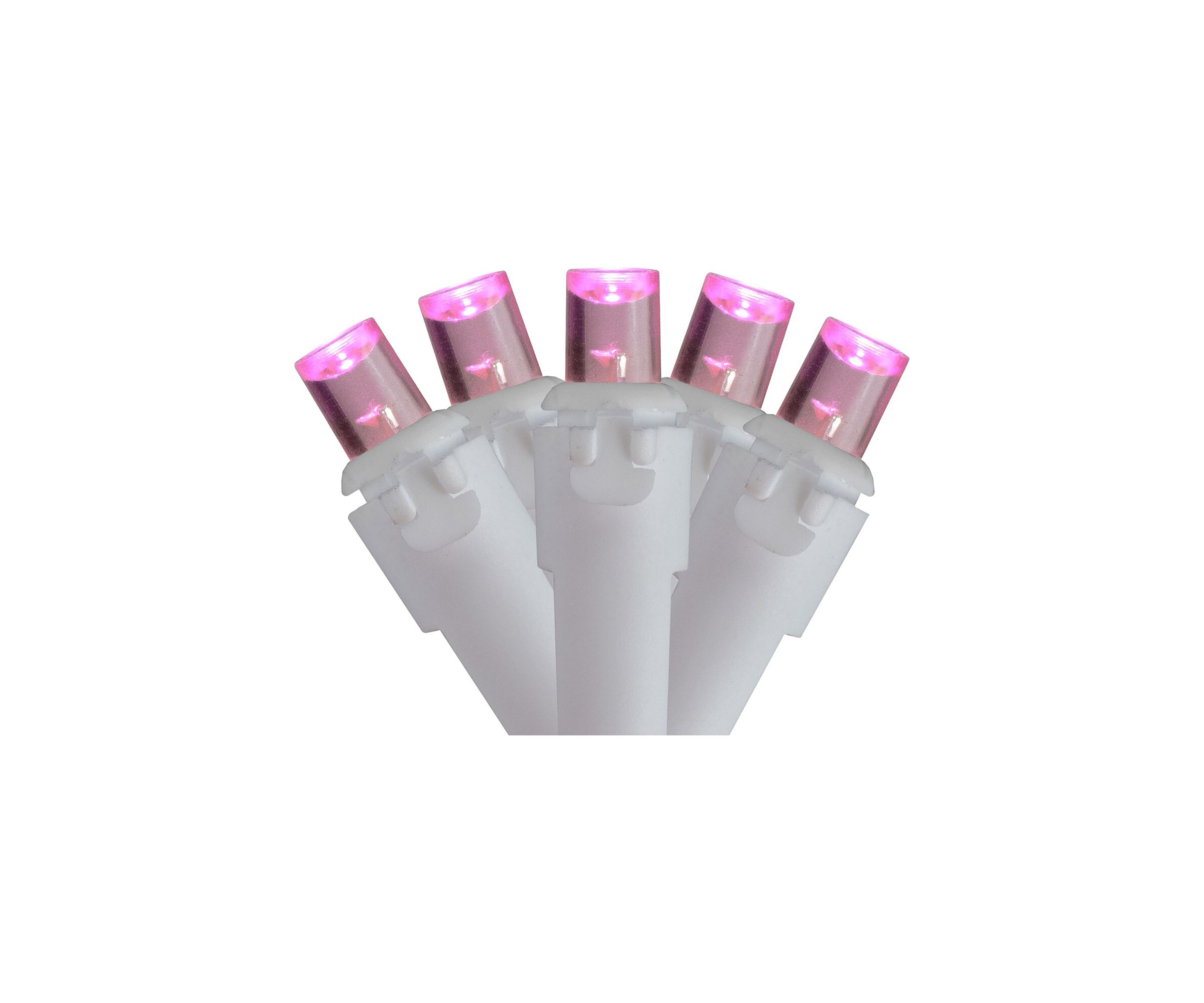 100 Count Pink LED Wide Angle Icicle Christmas Lights  5.5 ft White Wire