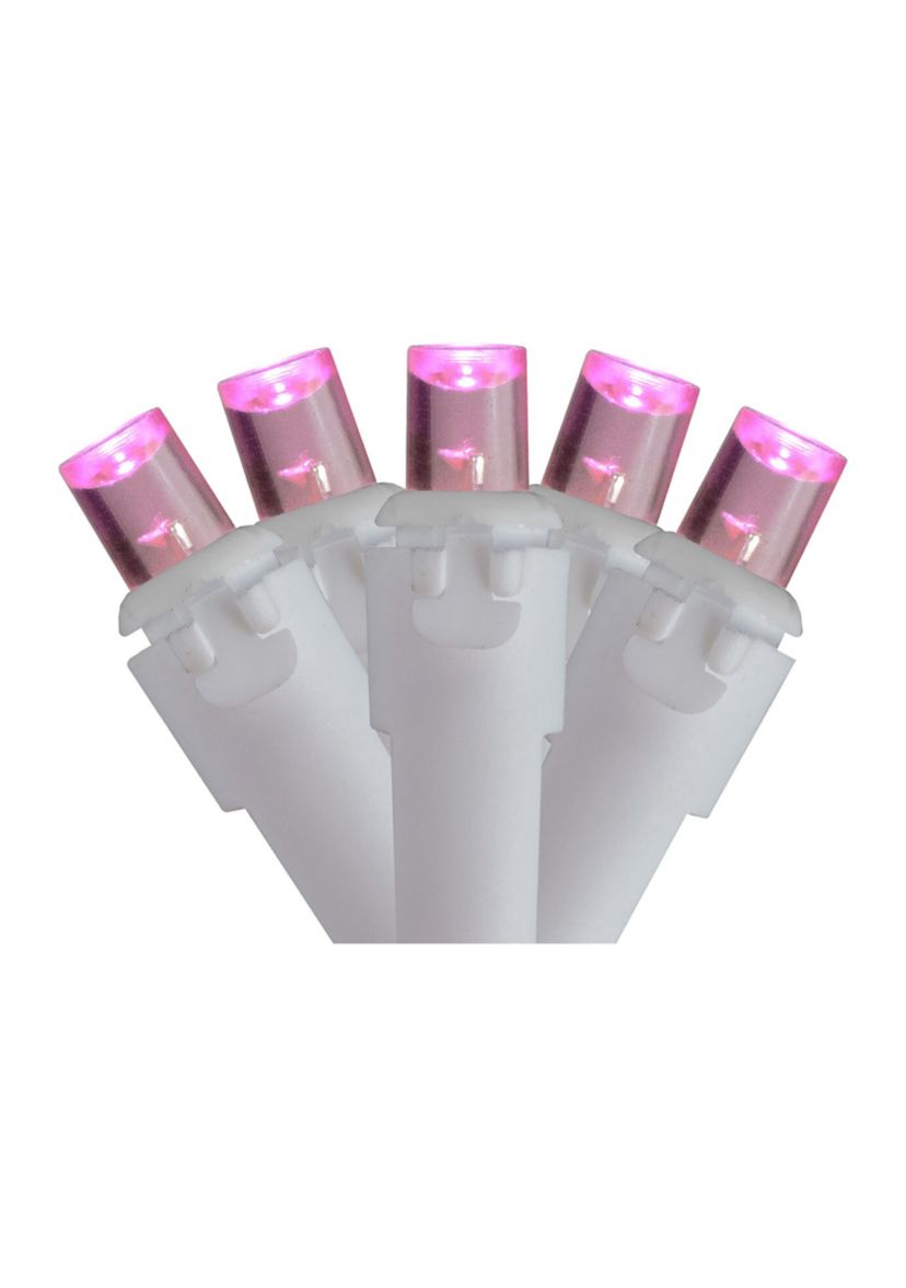 100 Count Pink LED Wide Angle Icicle Christmas Lights  5.5 ft White Wire