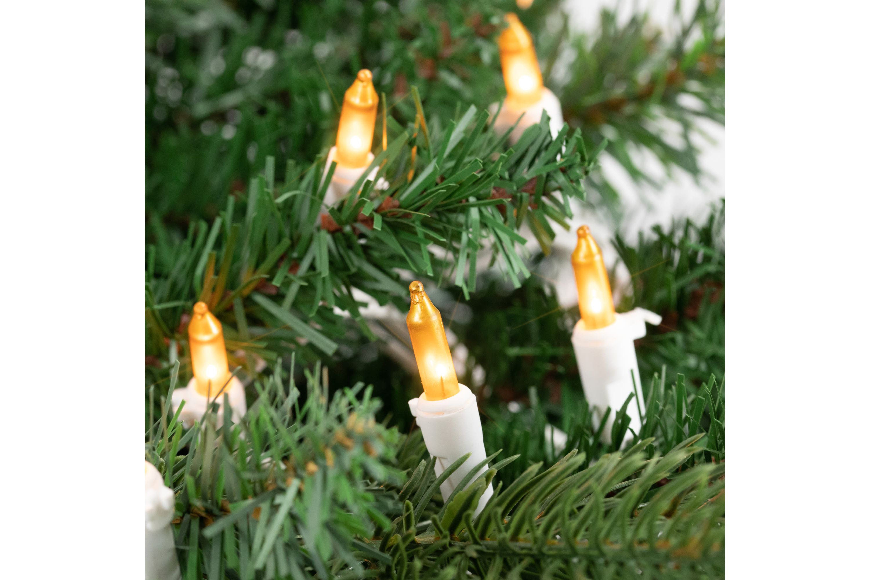 50ct Opaque Gold Mini Christmas Light Set  24.5ft White Wire