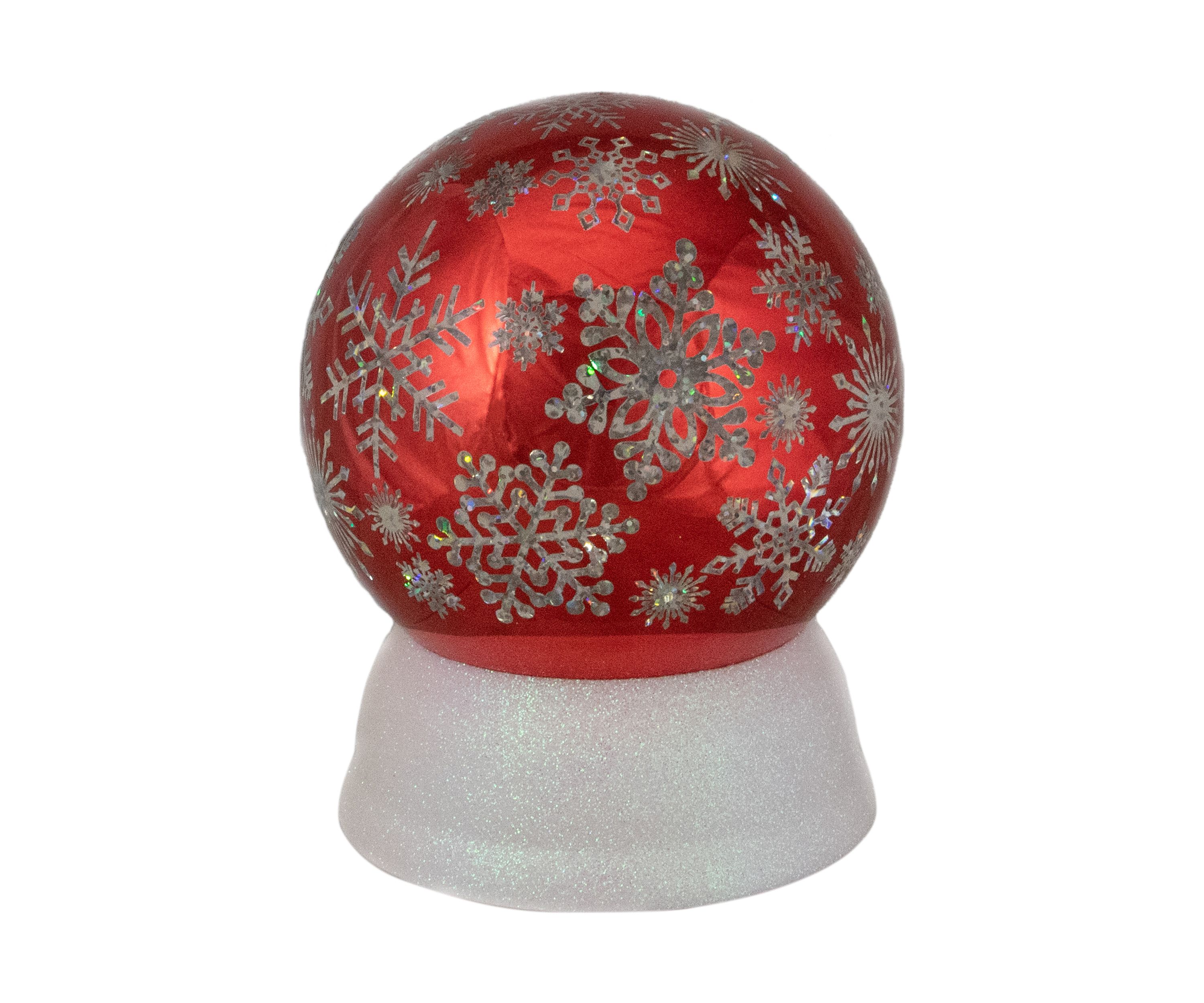 6.5Inch LED Lighted Shiny Red Snowflake Water Globe Tabletop Decoration