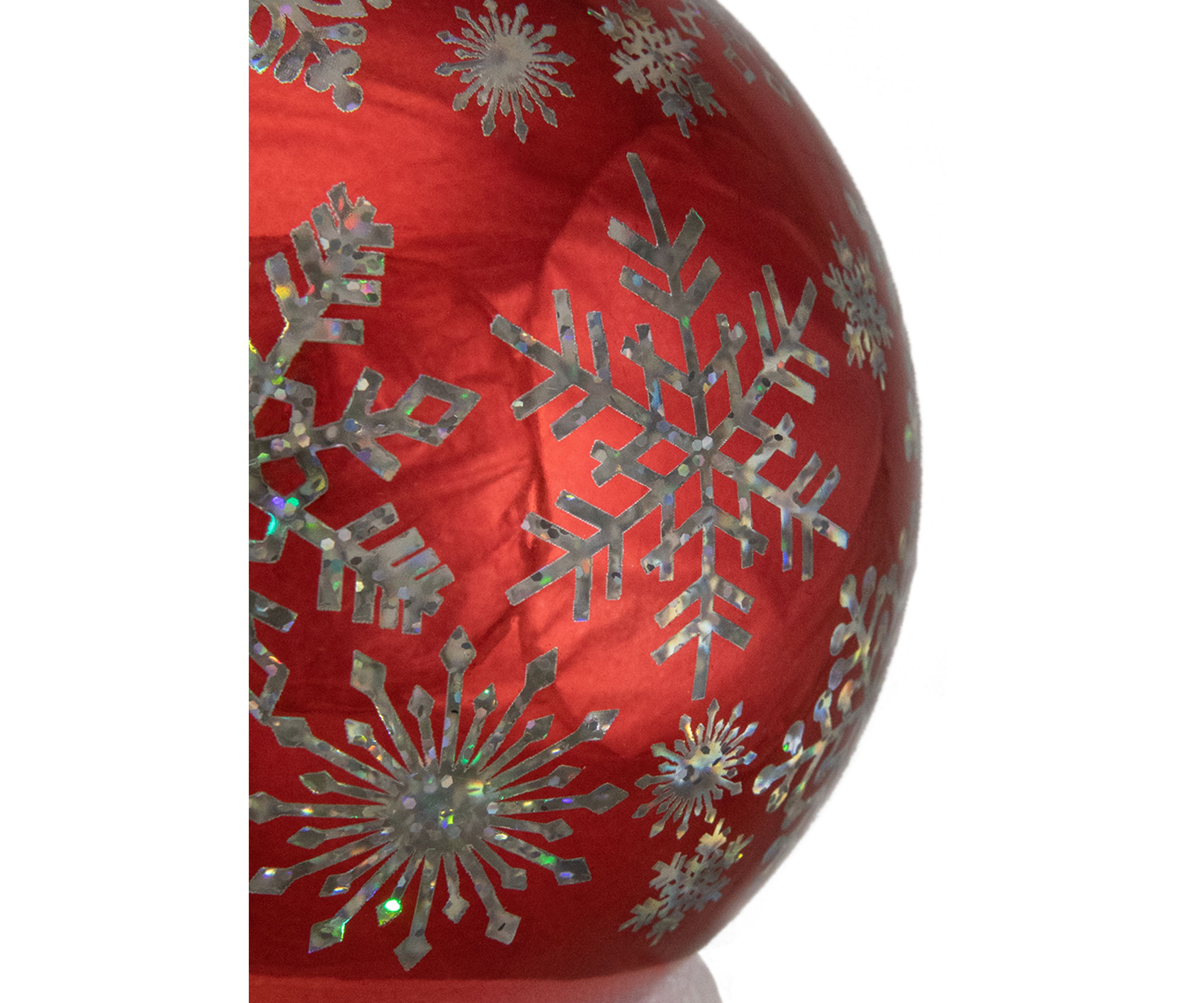6.5Inch LED Lighted Shiny Red Snowflake Water Globe Tabletop Decoration