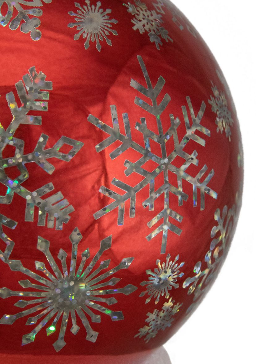 6.5Inch LED Lighted Shiny Red Snowflake Water Globe Tabletop Decoration