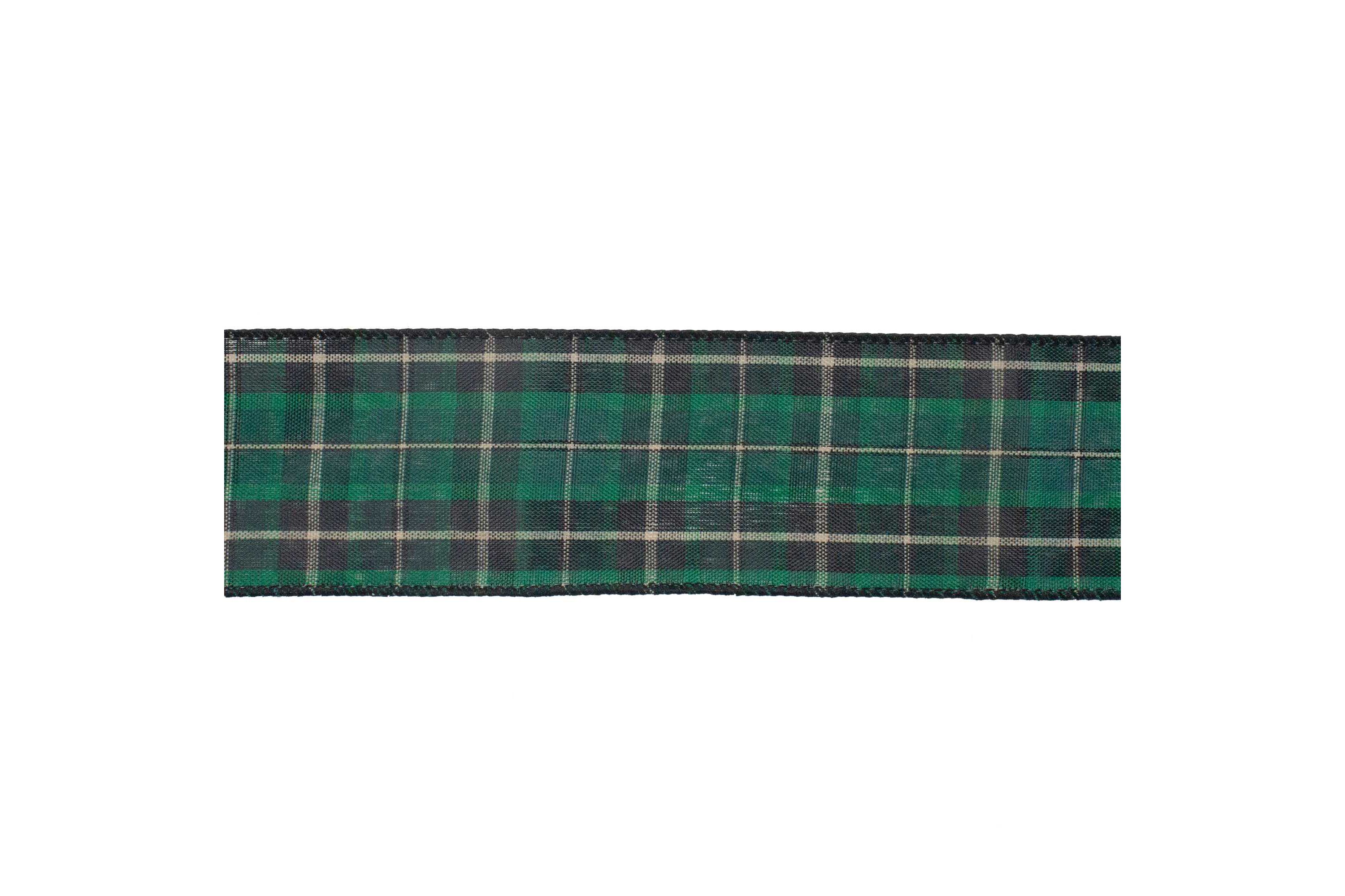 50" Green and Black Plaid 16 Loop Christmas Bow Decoration