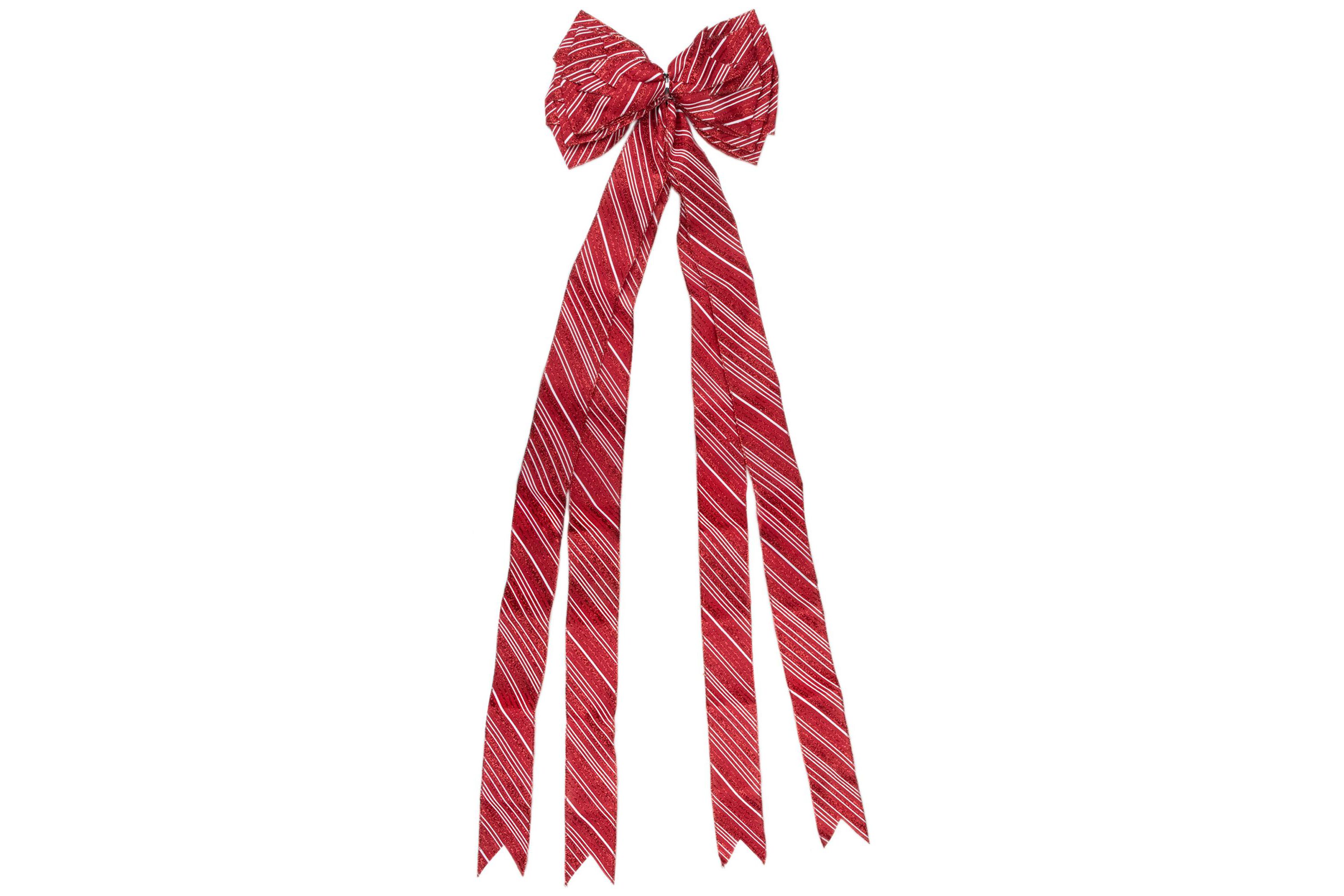 48" x 10" Red and White Striped 16 Loop Christmas Bow Decoration
