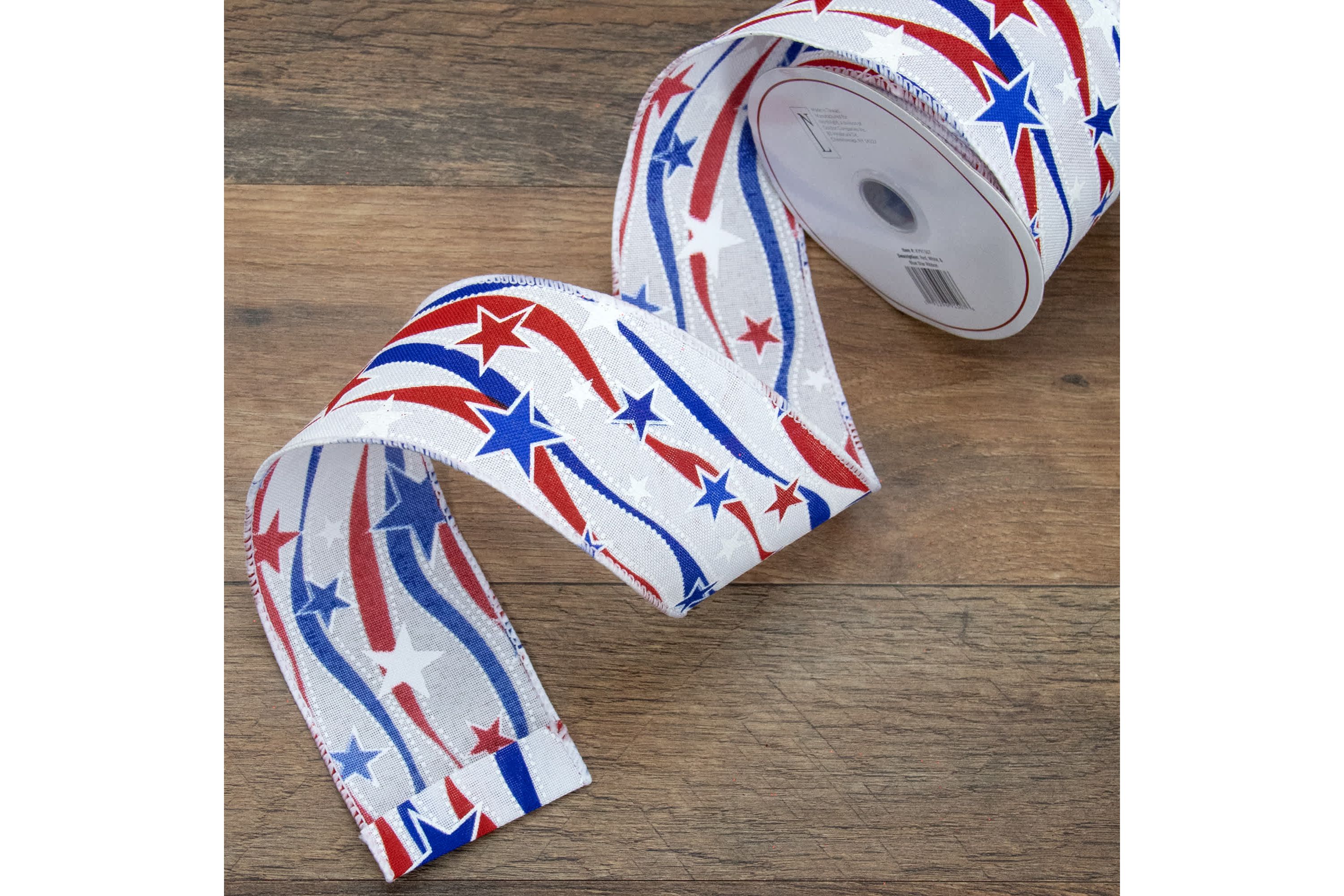 Patriotic Stars and Stripes Wired Craft Ribbon 2.5" x 10 Yards