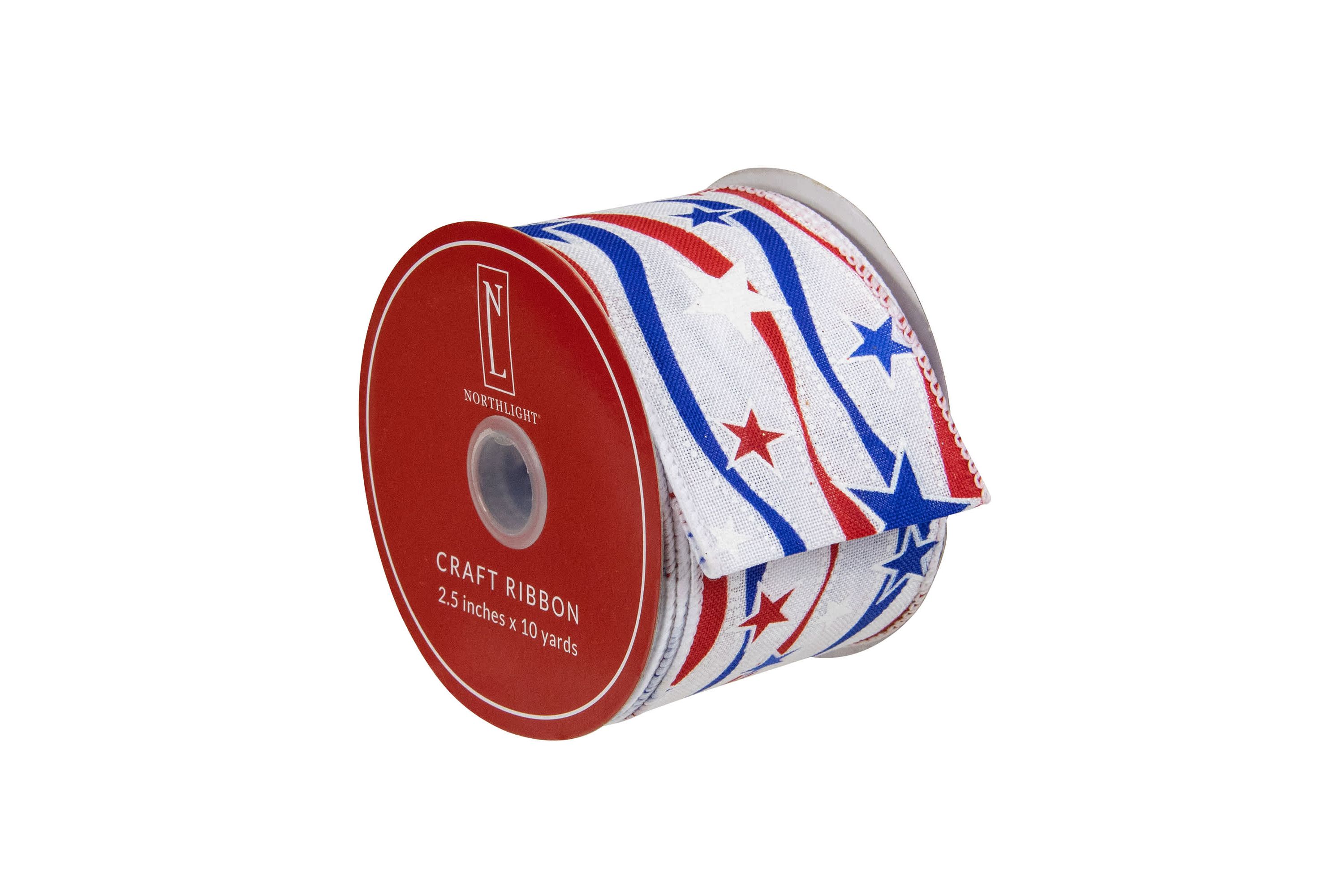 Patriotic Stars and Stripes Wired Craft Ribbon 2.5" x 10 Yards