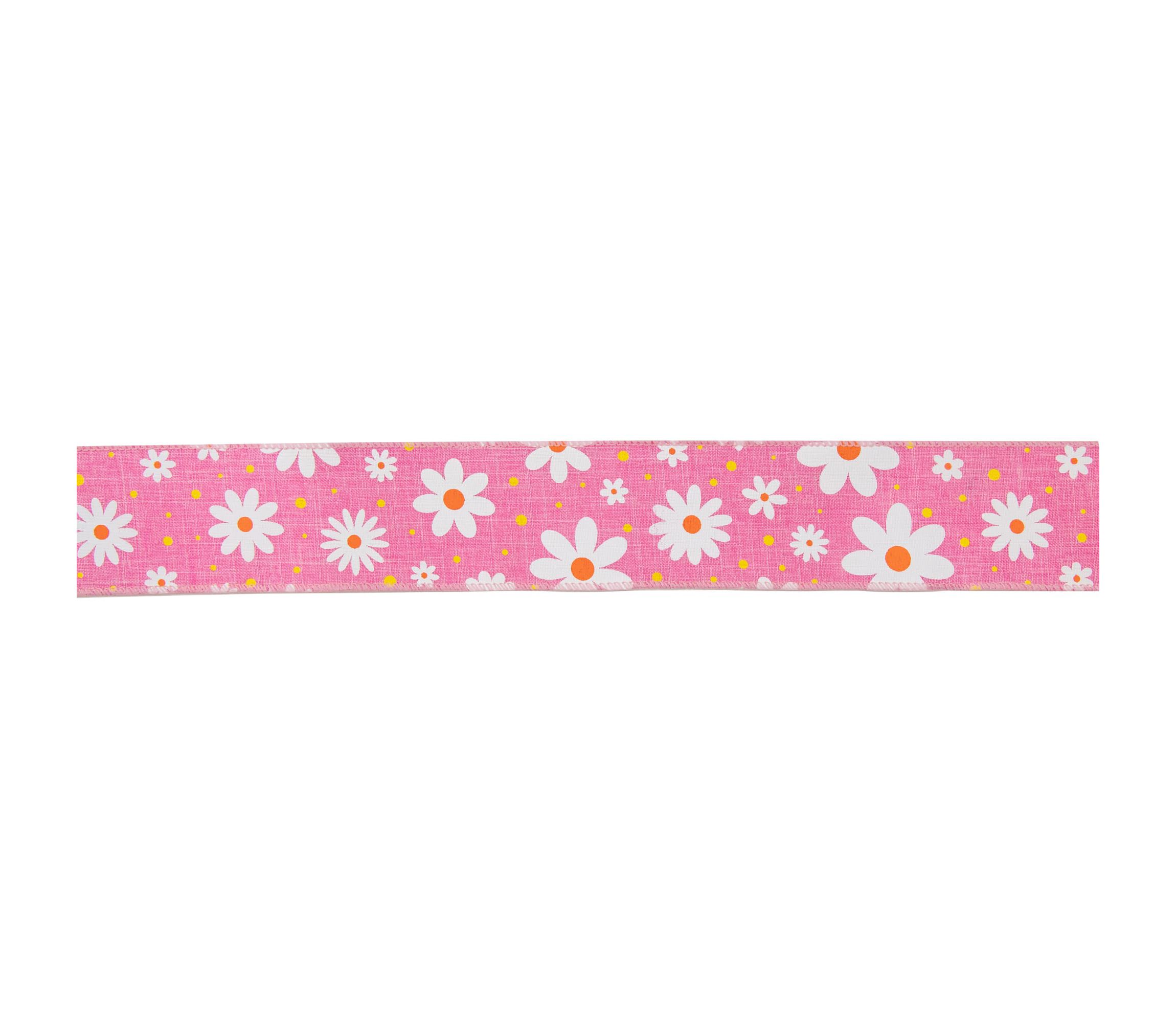 Pink and White Floral Spring Easter Wired Craft Ribbon 2.5" x 10 Yards