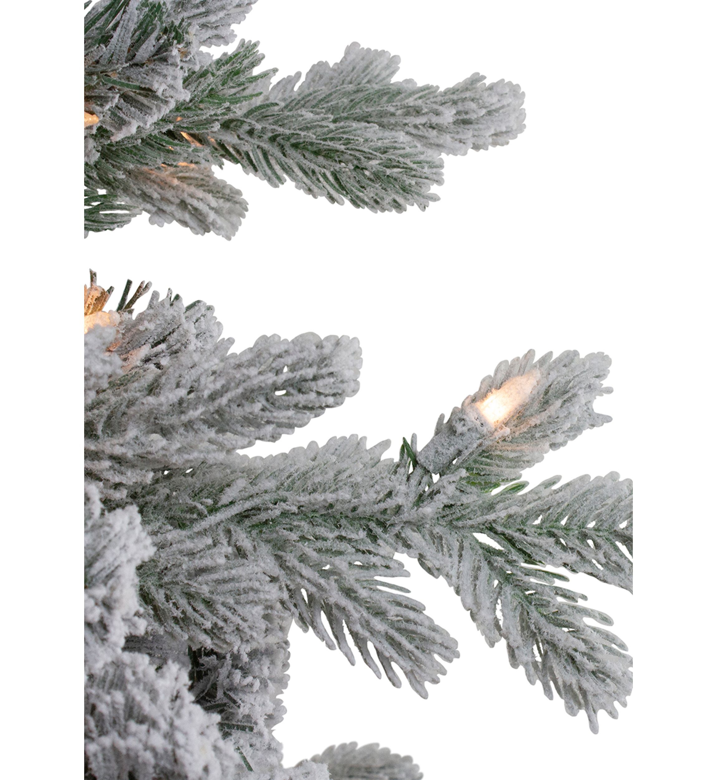 4 Pre-Lit Flocked Saratoga Spruce Artificial Christmas Tree in Pot - Clear Lights