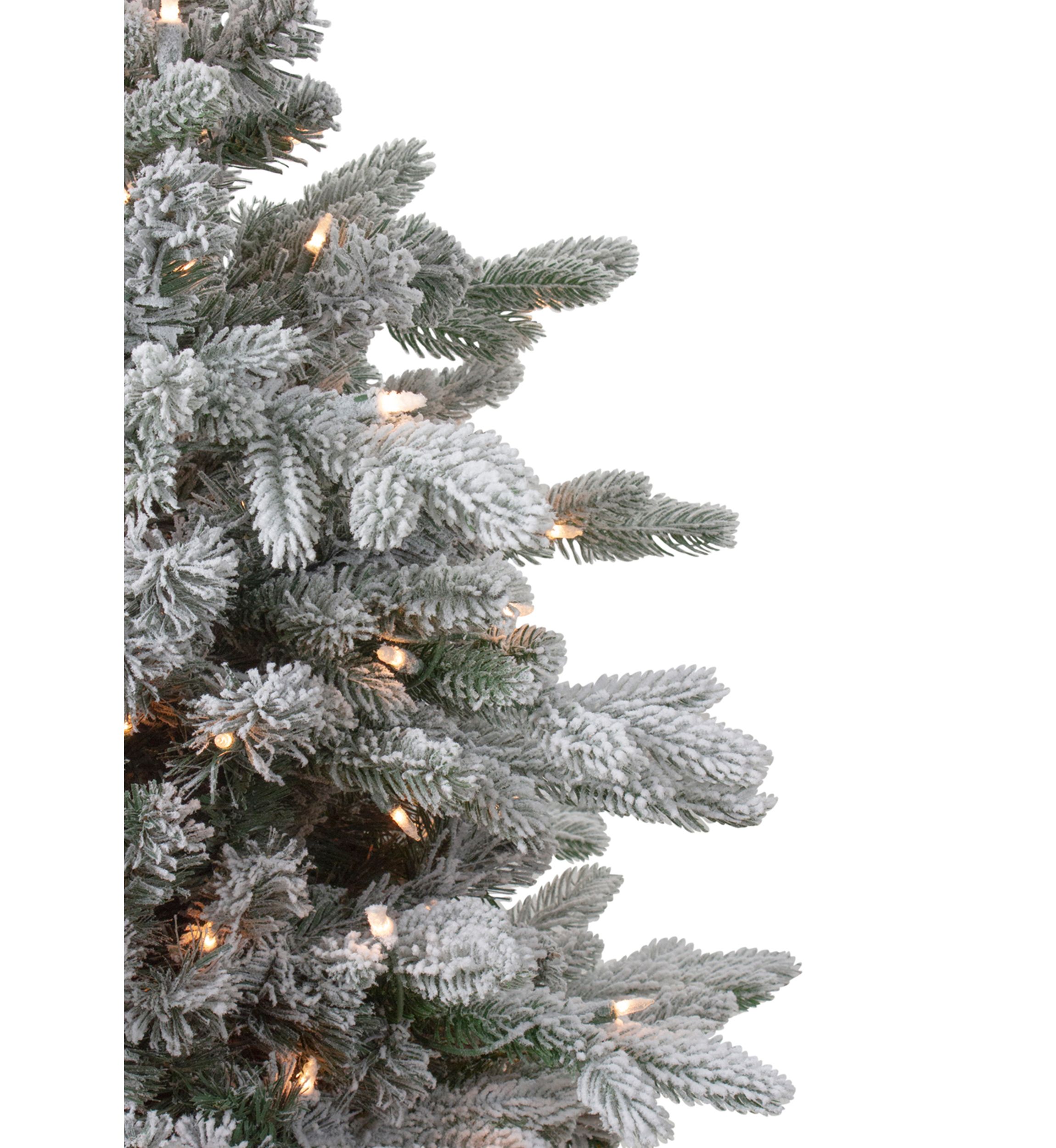 4 Pre-Lit Flocked Saratoga Spruce Artificial Christmas Tree in Pot - Clear Lights