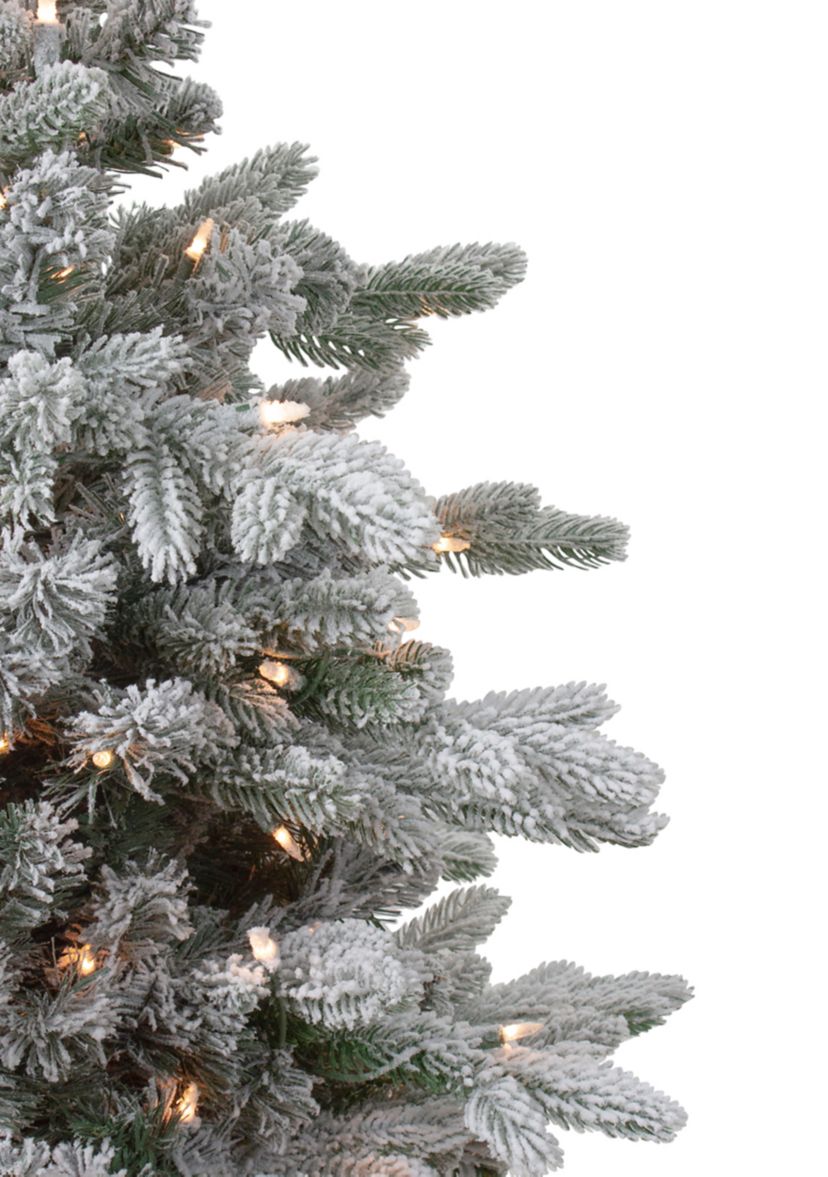4 Pre-Lit Flocked Saratoga Spruce Artificial Christmas Tree in Pot - Clear Lights