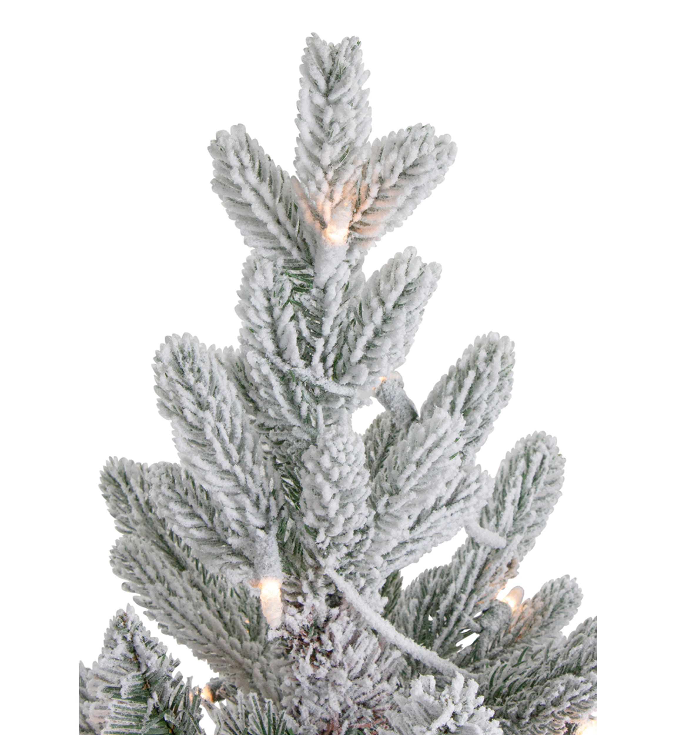 4 Pre-Lit Flocked Saratoga Spruce Artificial Christmas Tree in Pot - Clear Lights