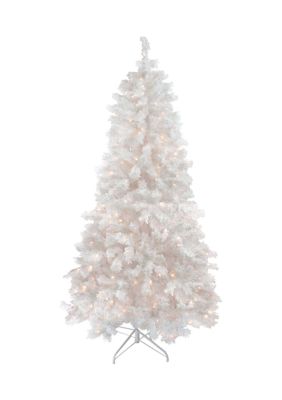 Northlight 7.5' Pre-Lit Flocked White Spruce Artificial Christmas Tree - Clear Lights -  760182134723577