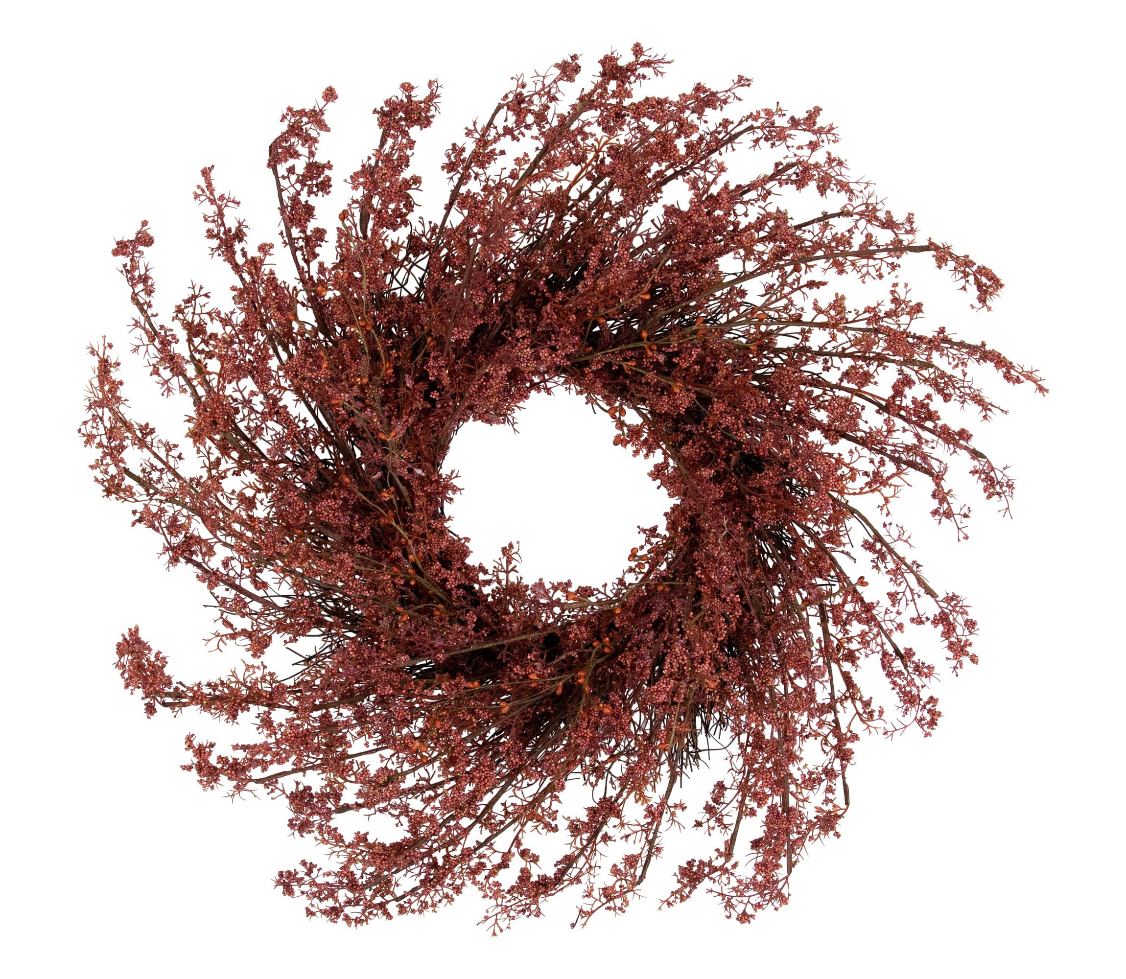 24" Autumn Harvest Burgundy Berry Artificial Wreath - Unlit